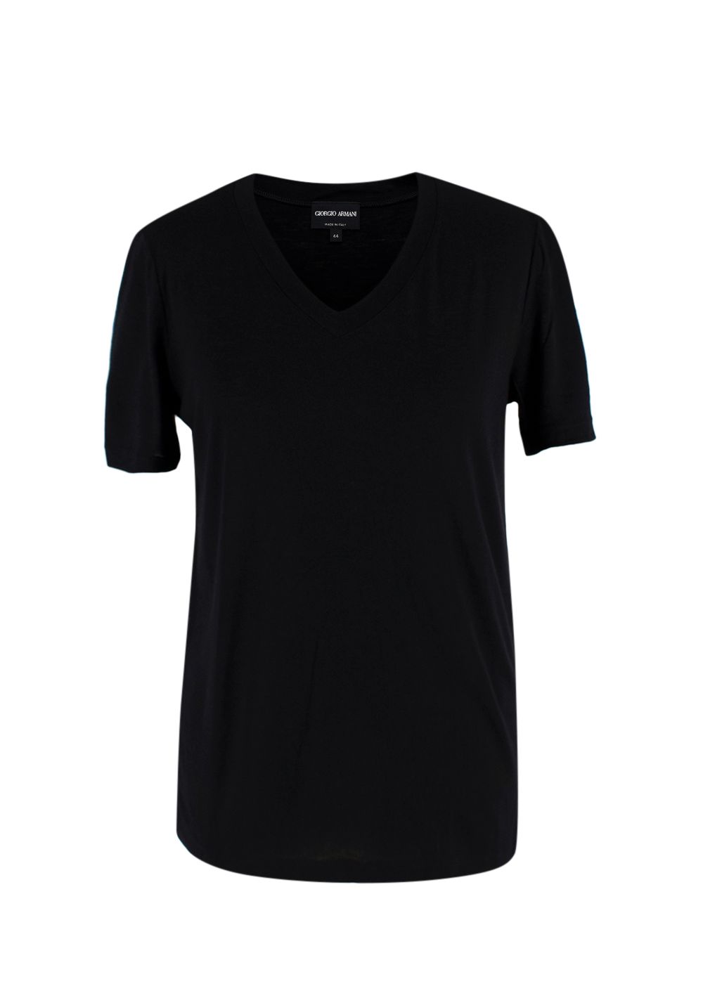 Giorgio Armani Black V-Neck T-Shirt Size M viscose/cashmere