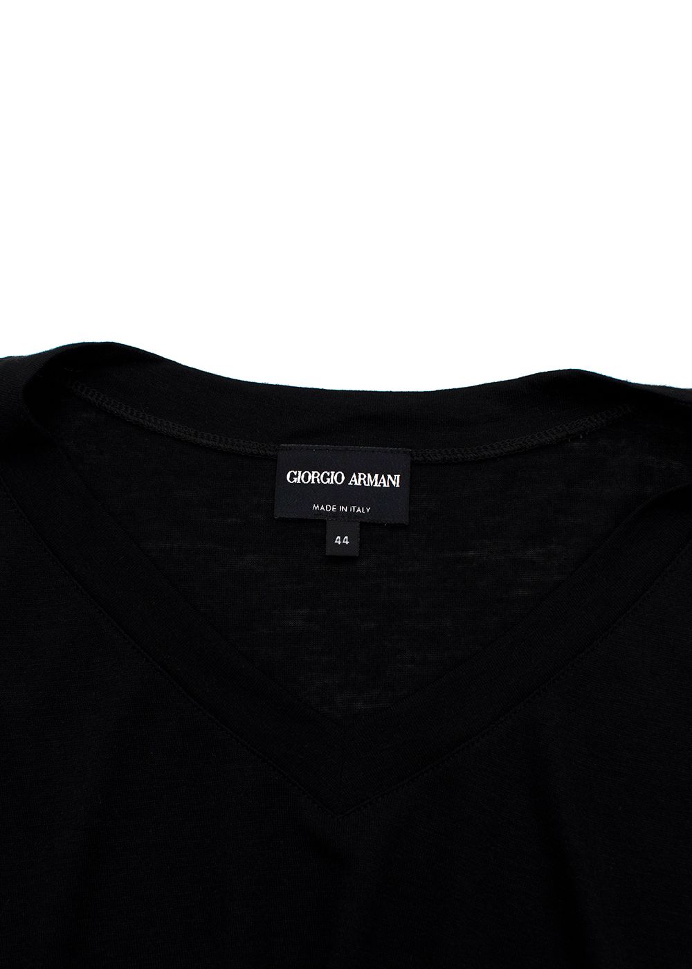 Giorgio Armani Black V-Neck T-Shirt Size M viscose/cashmere