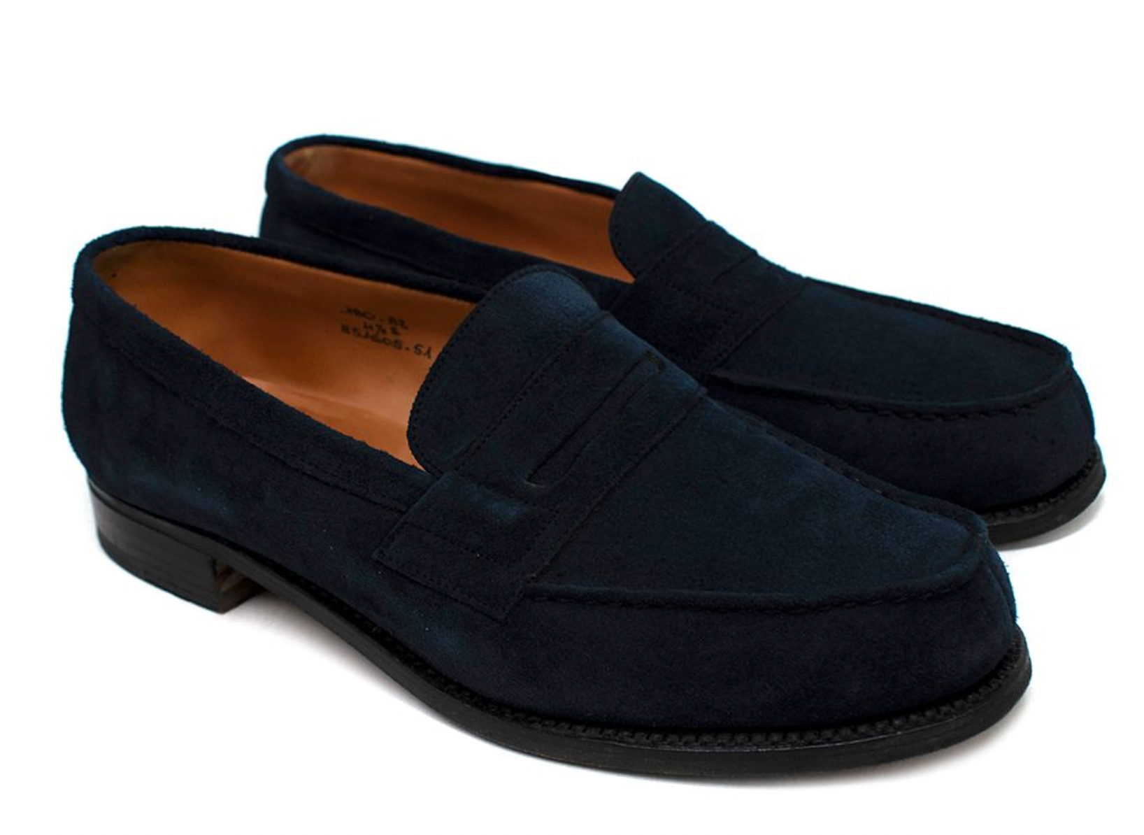 Preowned JM Weston Navy Suede Loafers Size 375