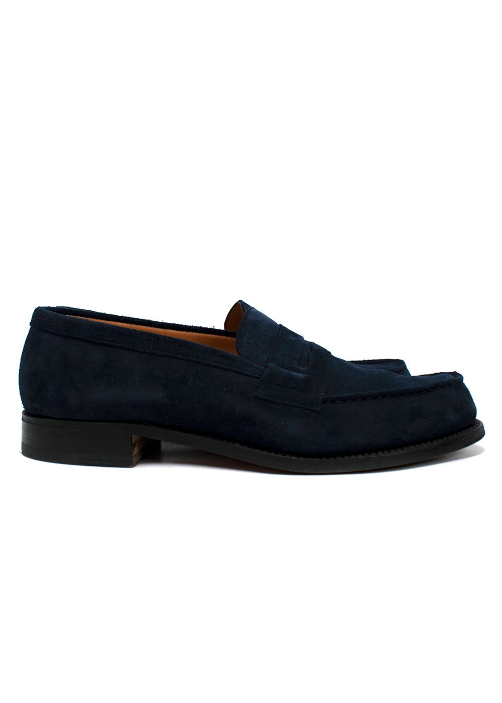 Preowned JM Weston Navy Suede Loafers Size 375