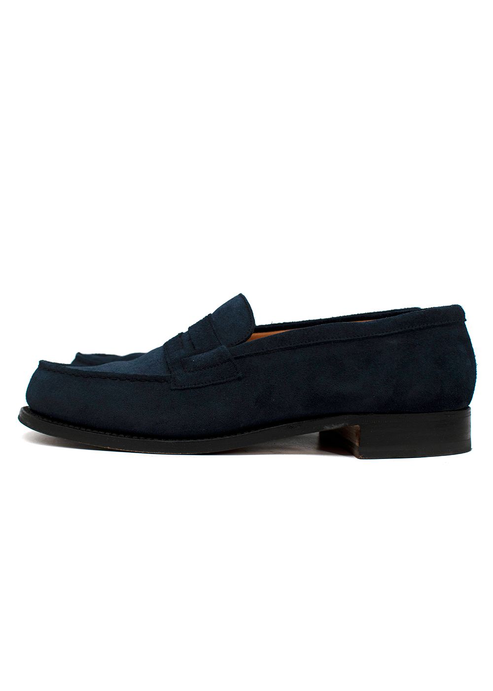 Preowned JM Weston Navy Suede Loafers Size 375