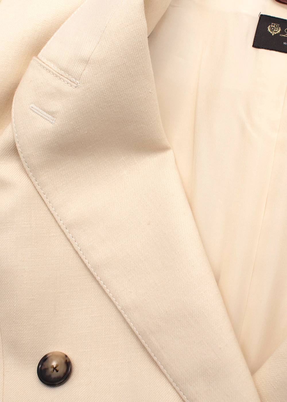 Loro Piana Cream Double Breasted Linen Blazer Size XL flax/virgin wool lining/silk