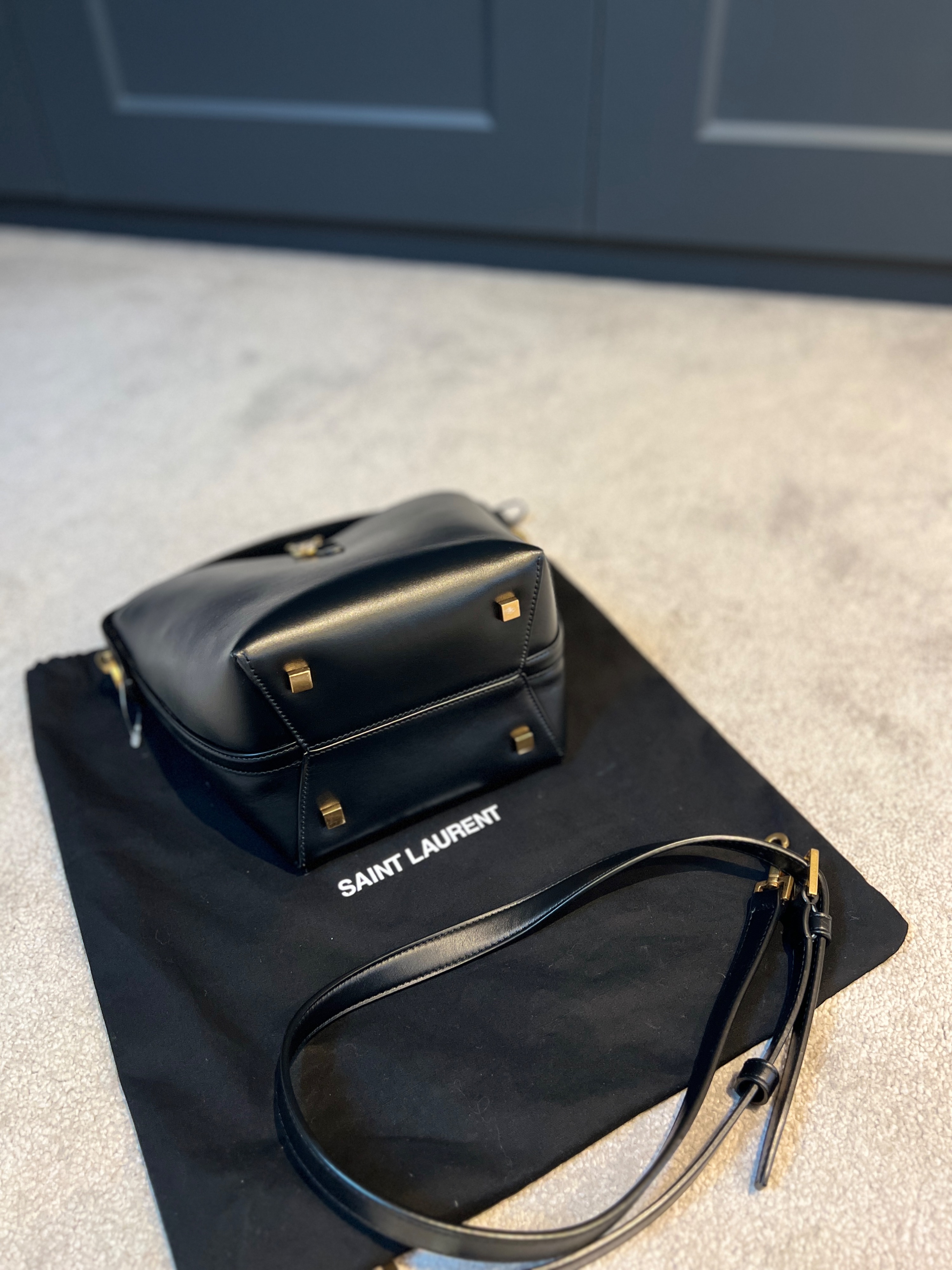 Saint Laurent Black Bucket Bag calf skin