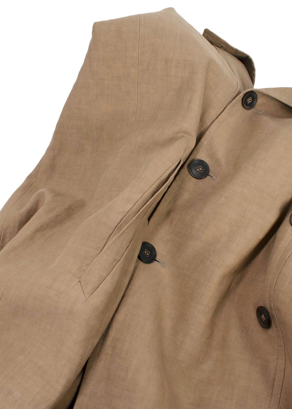 Men's John Varvatos Beige Linen Blend Double Breasted Trench Coat Size M cotton