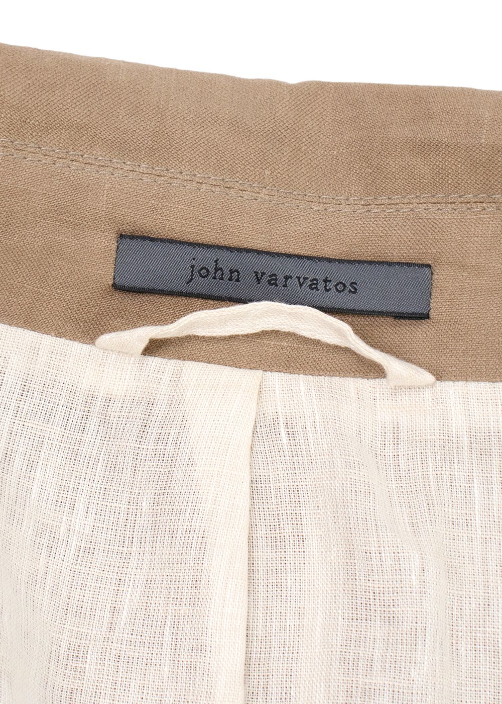 Men's John Varvatos Beige Linen Blend Double Breasted Trench Coat Size M cotton