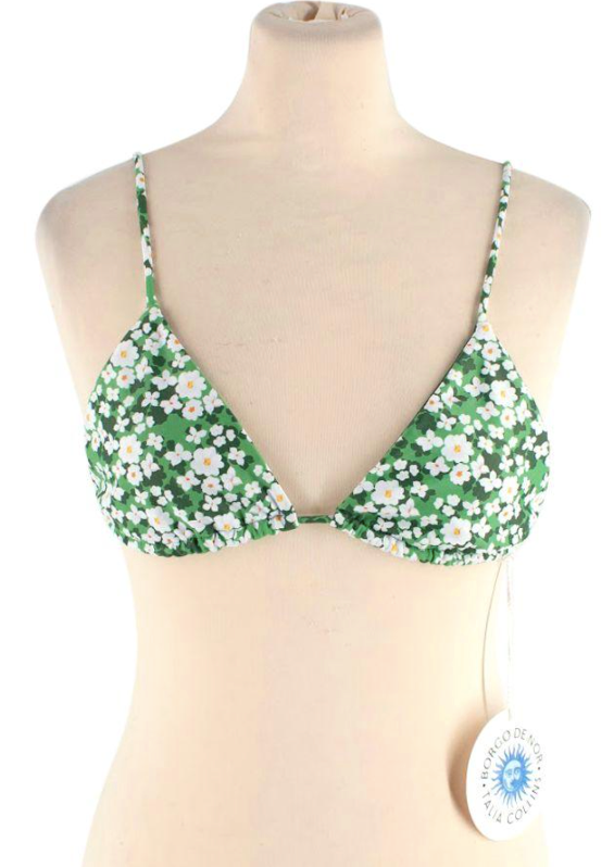 Borgo De Nor Green Floral Triangle Pallas Bikini Size M Green white recycled polyamide/elastane