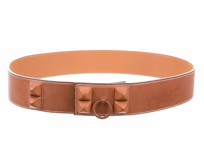 Preowned Hermes Tan Leather Shadow CDC belt Size XS Tan/Brown