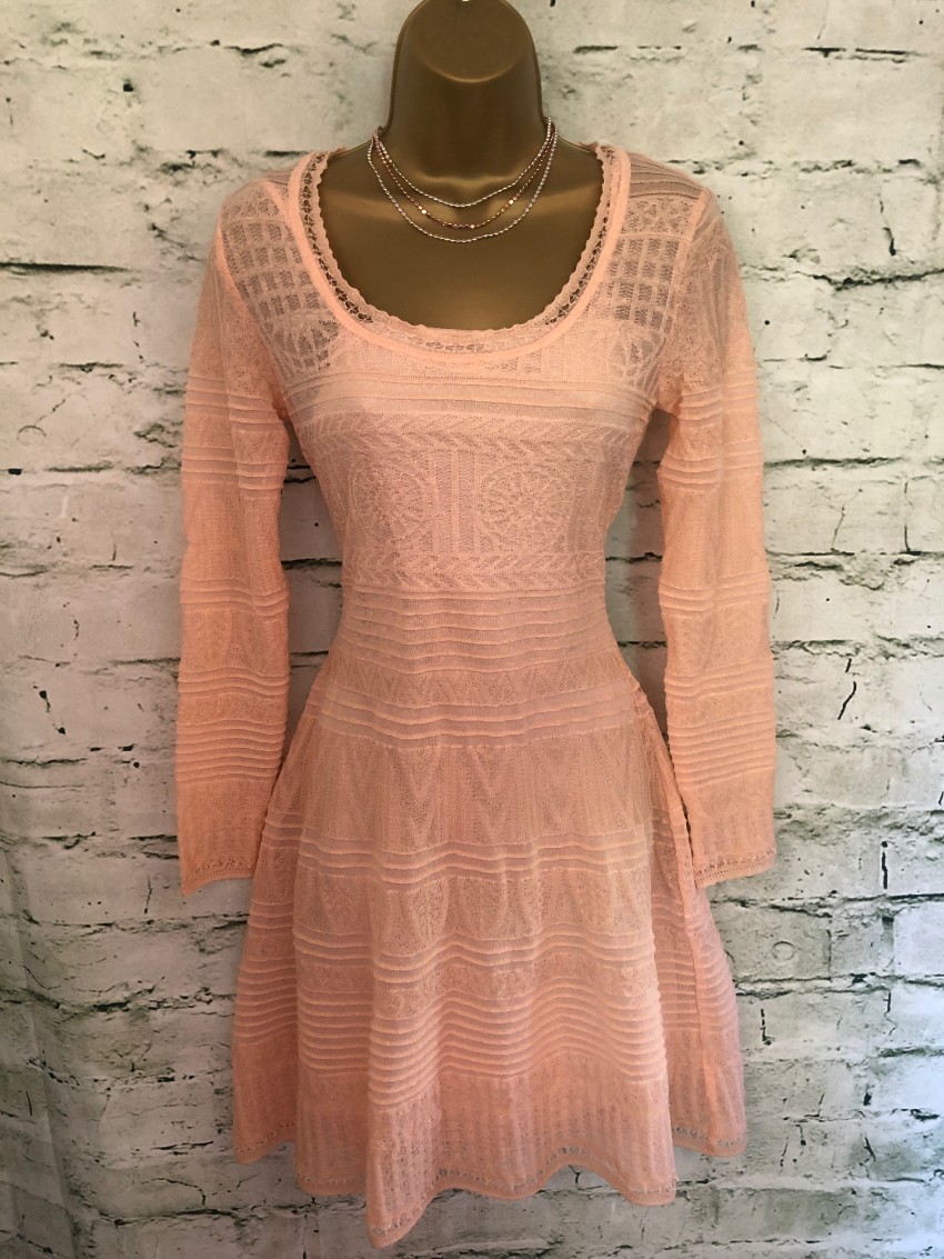 Missoni Peach Crochet Knit Dress Size S Beige/Nude cotton