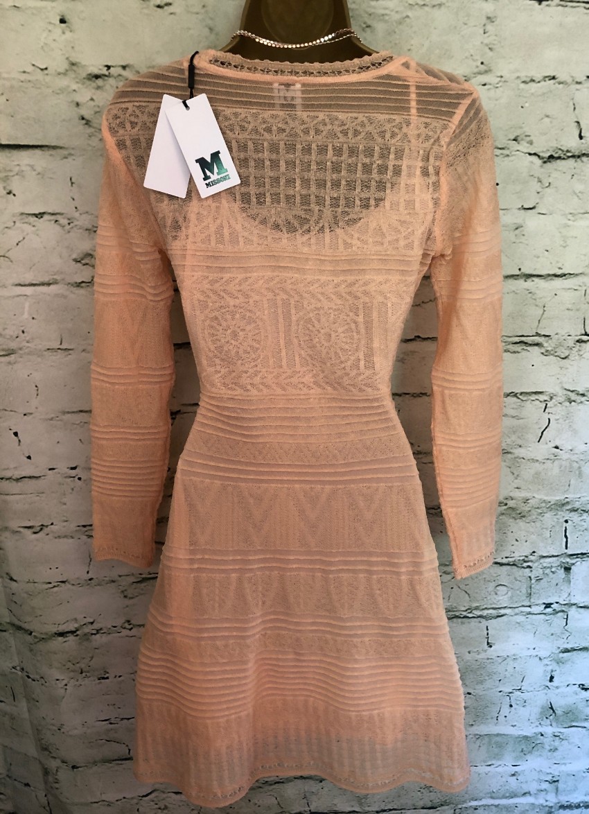 Missoni Peach Crochet Knit Dress Size S Beige/Nude cotton