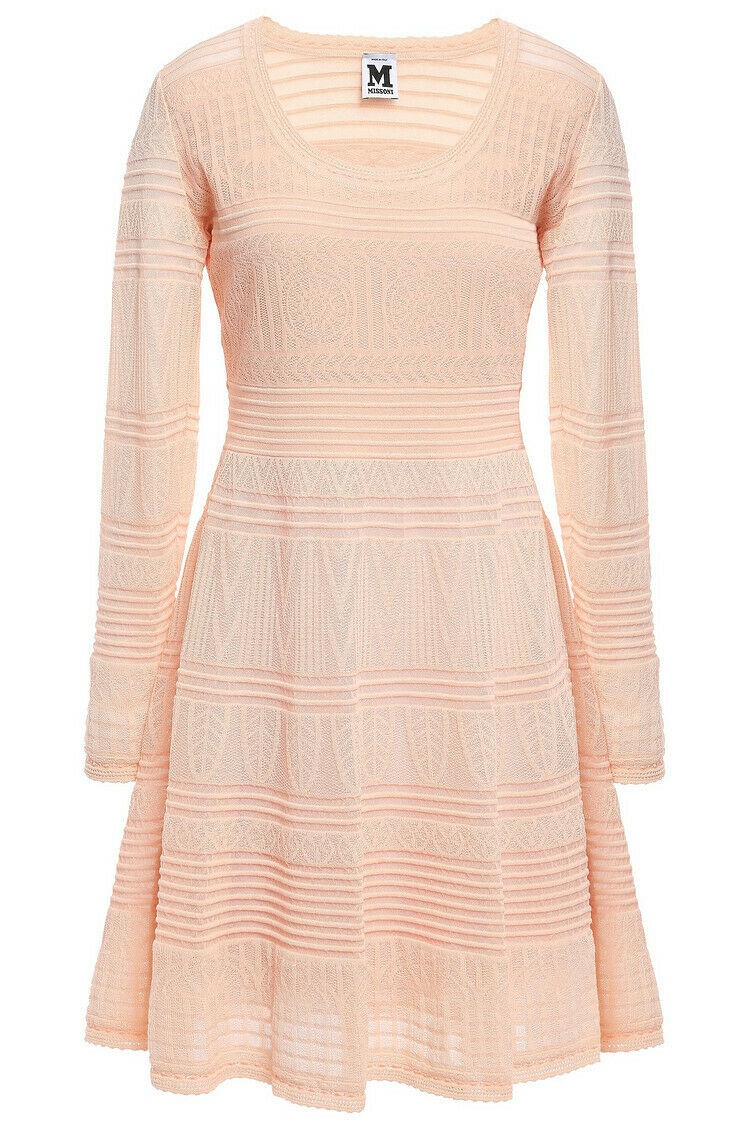 Missoni Peach Crochet Knit Dress Size S Beige/Nude cotton