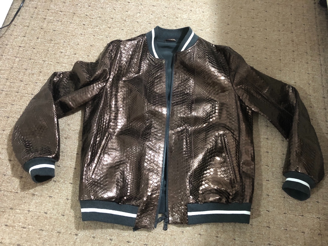 Brunello Cucinelli Metallic Python Bomber Jacket Pink