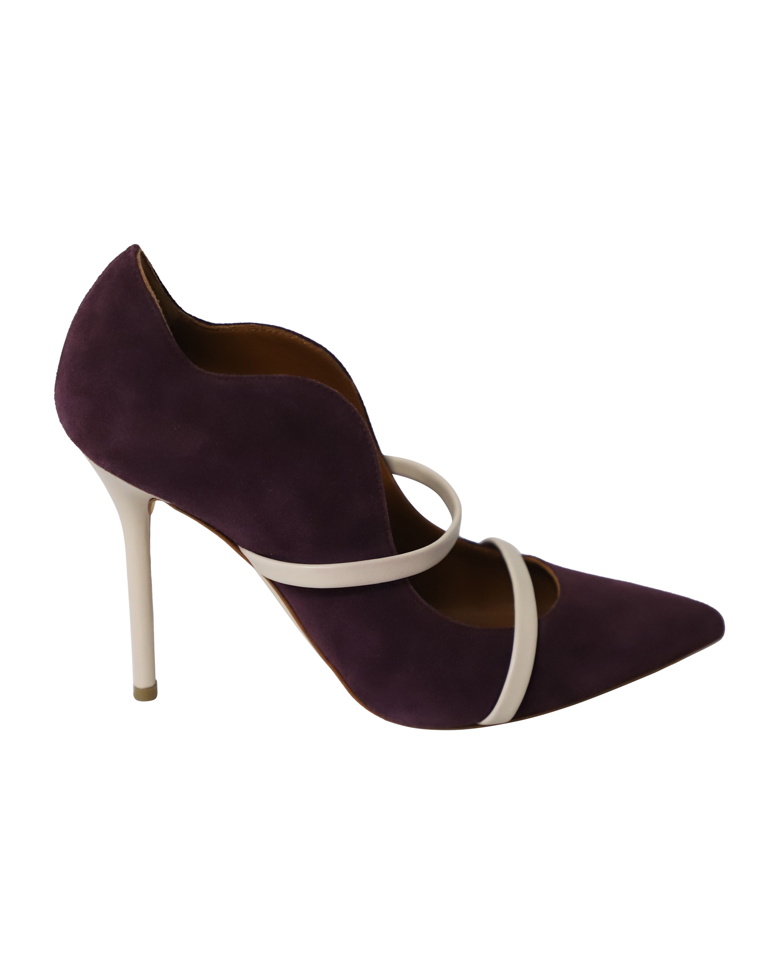 Preowned Malone Souliers Purple Suede Maureen Contrast Heeled Pumps Size 375