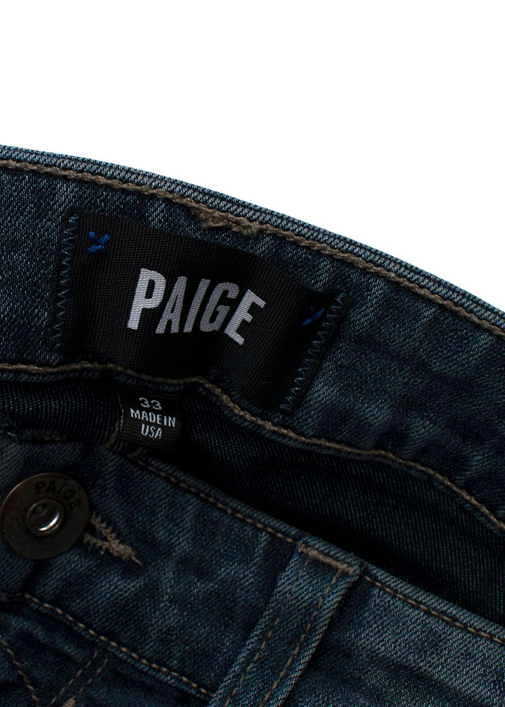 Preowned Paige Croft Blue Straight leg Jeans Size 33/84 cotton