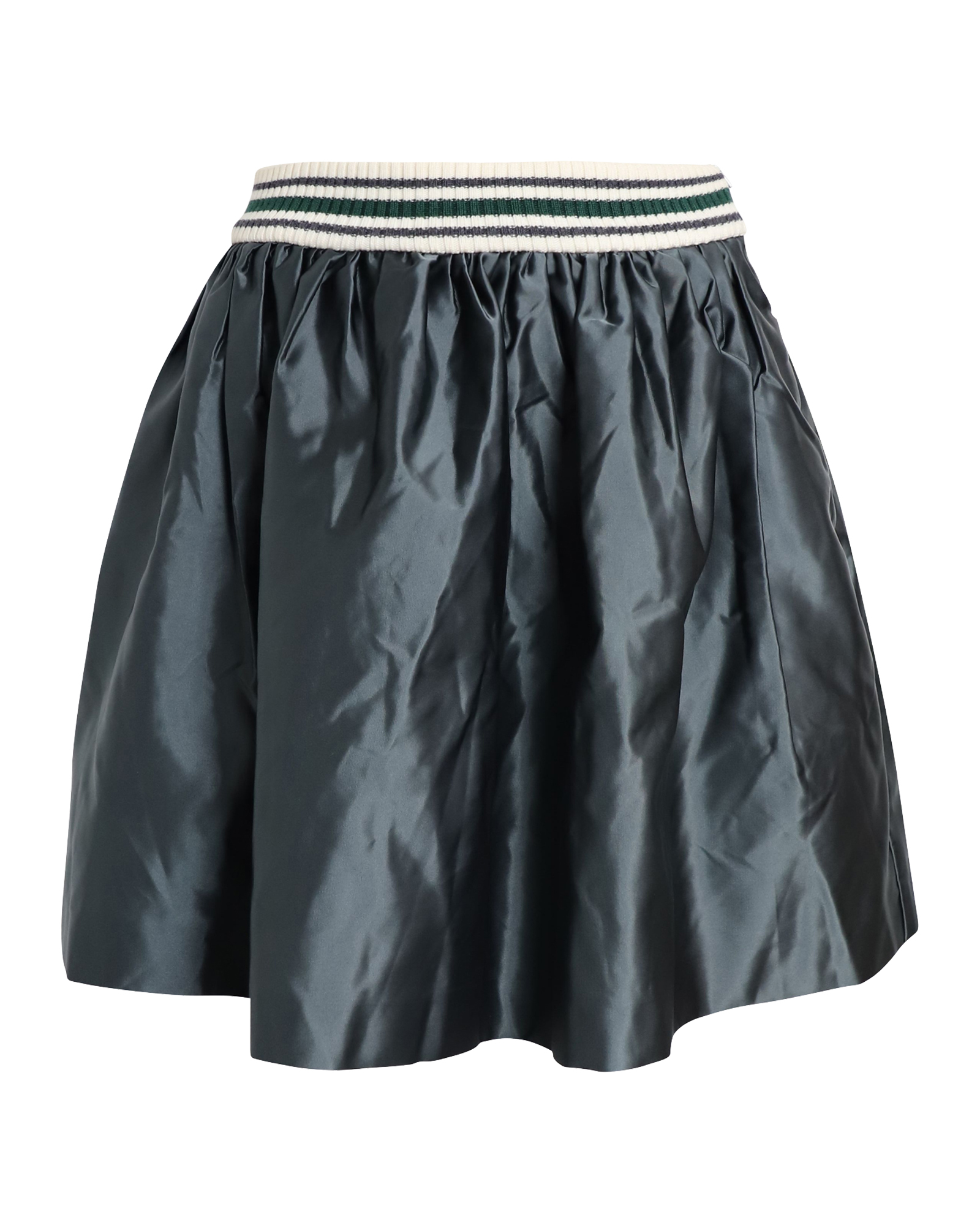 Preowned Miu Miu Green Satin Full Mini Skirt Size XXS polyamide