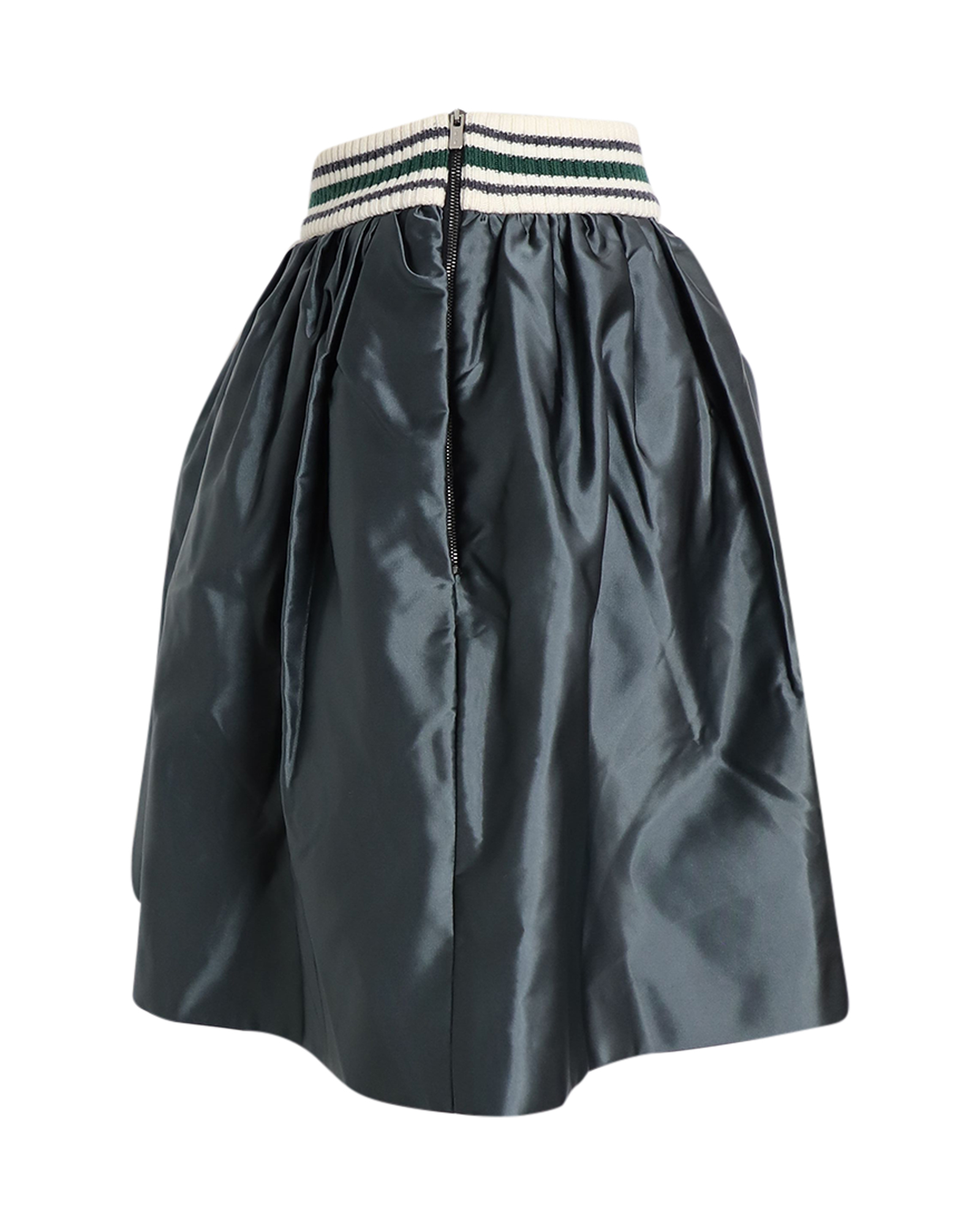 Preowned Miu Miu Green Satin Full Mini Skirt Size XXS polyamide