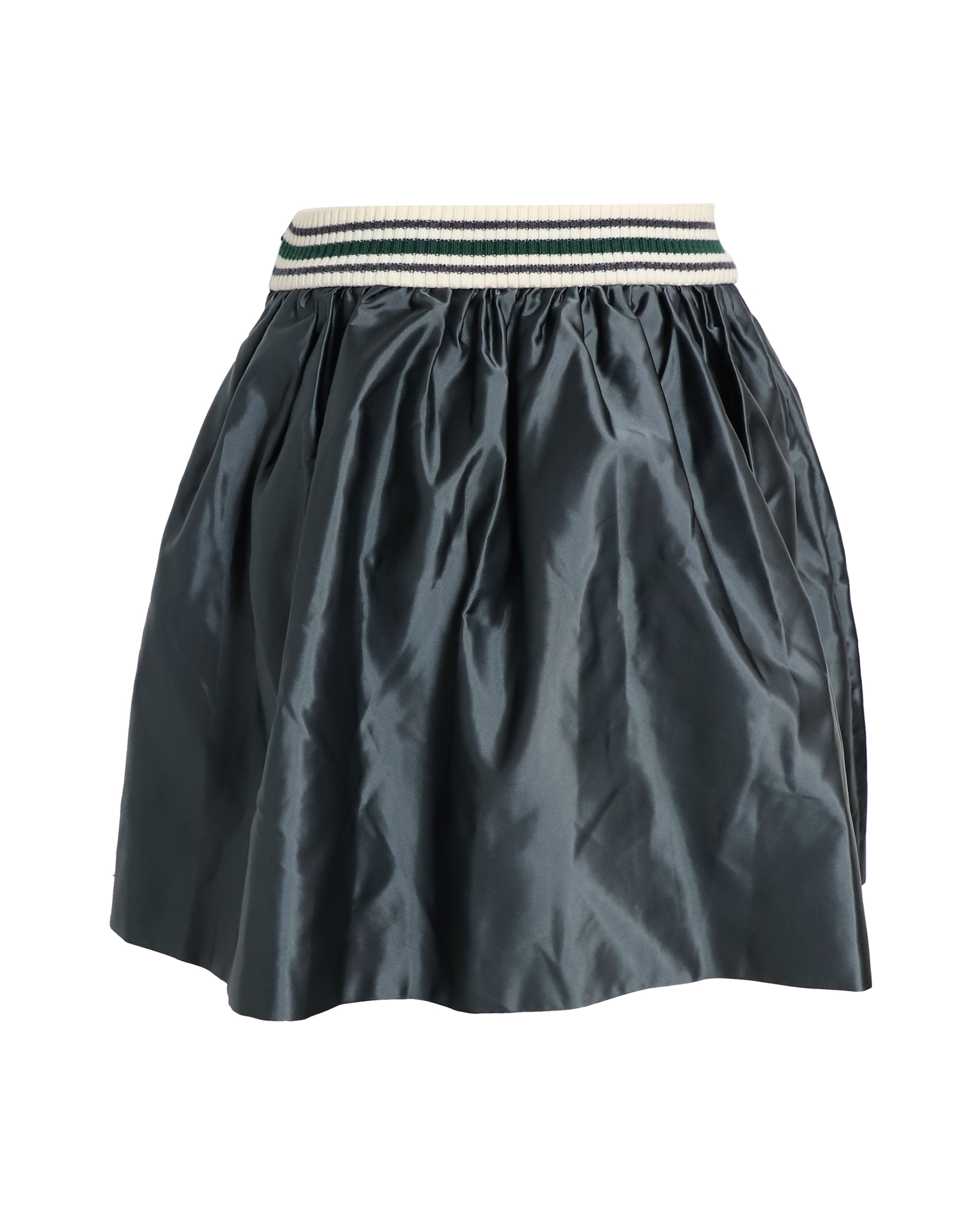 Preowned Miu Miu Green Satin Full Mini Skirt Size XXS polyamide