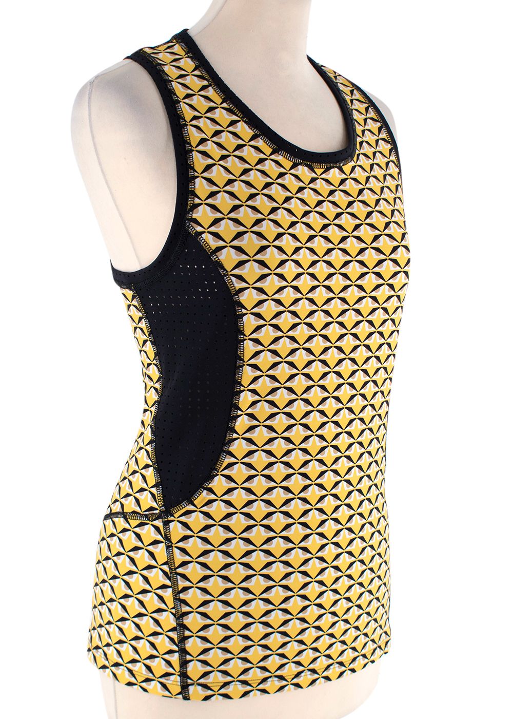 Preowned Fendi Black  Yellow Monster Print Mesh Racer-Back Vest Size M synthetic