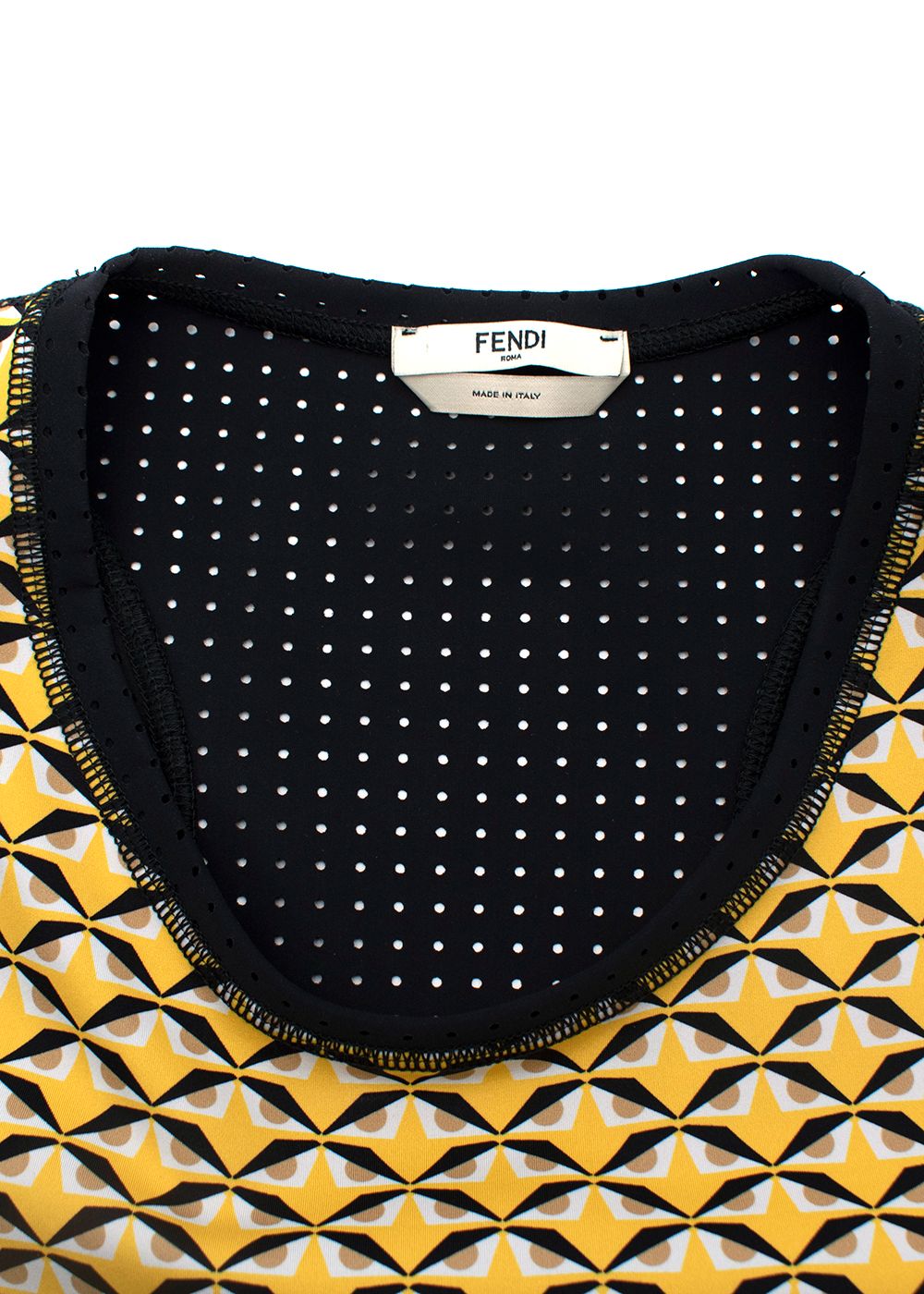 Preowned Fendi Black  Yellow Monster Print Mesh Racer-Back Vest Size M synthetic