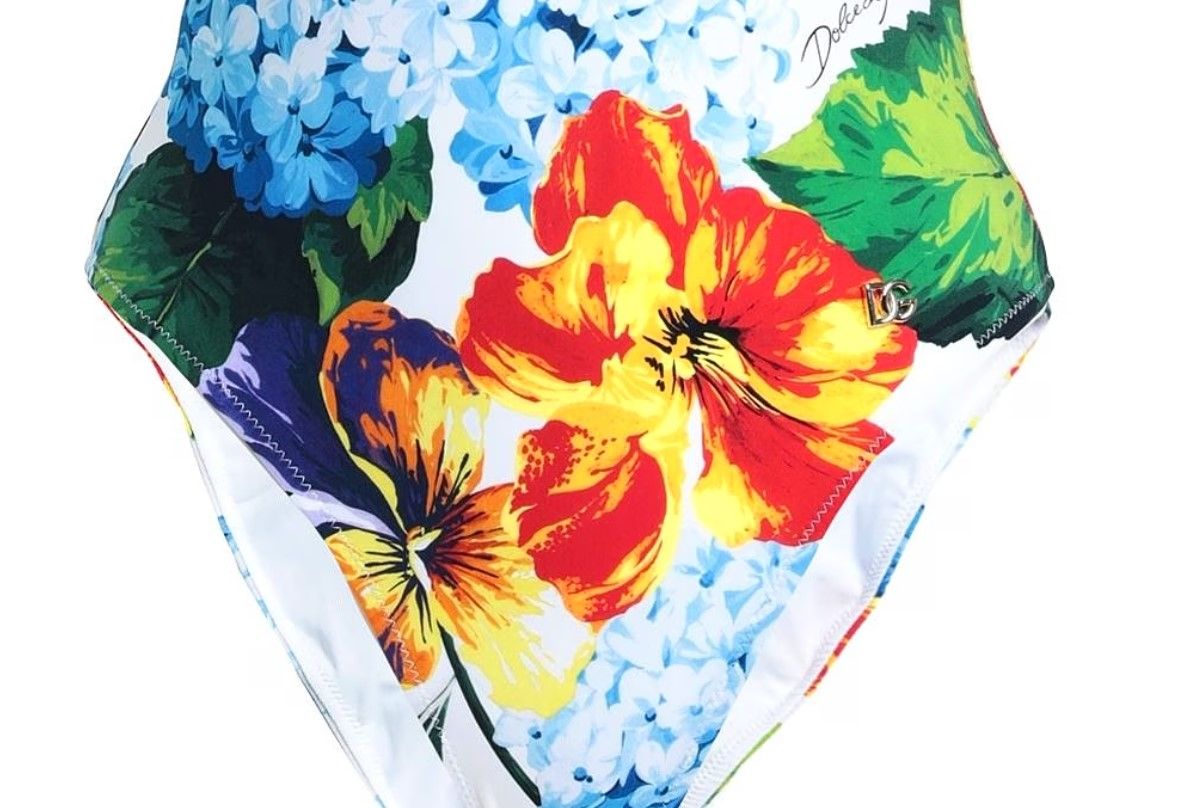 Dolce  Gabbana Blue Hydrangea Racerback Swimsuit Size S Multicolour polyamide/elasthan