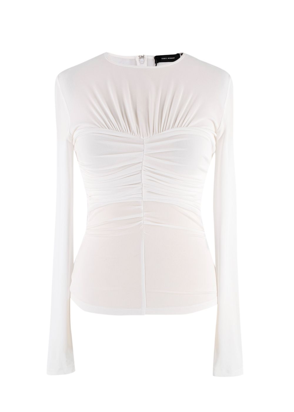 Isabel Marant White Jalia Ruched Jersey Top Size XS viscose