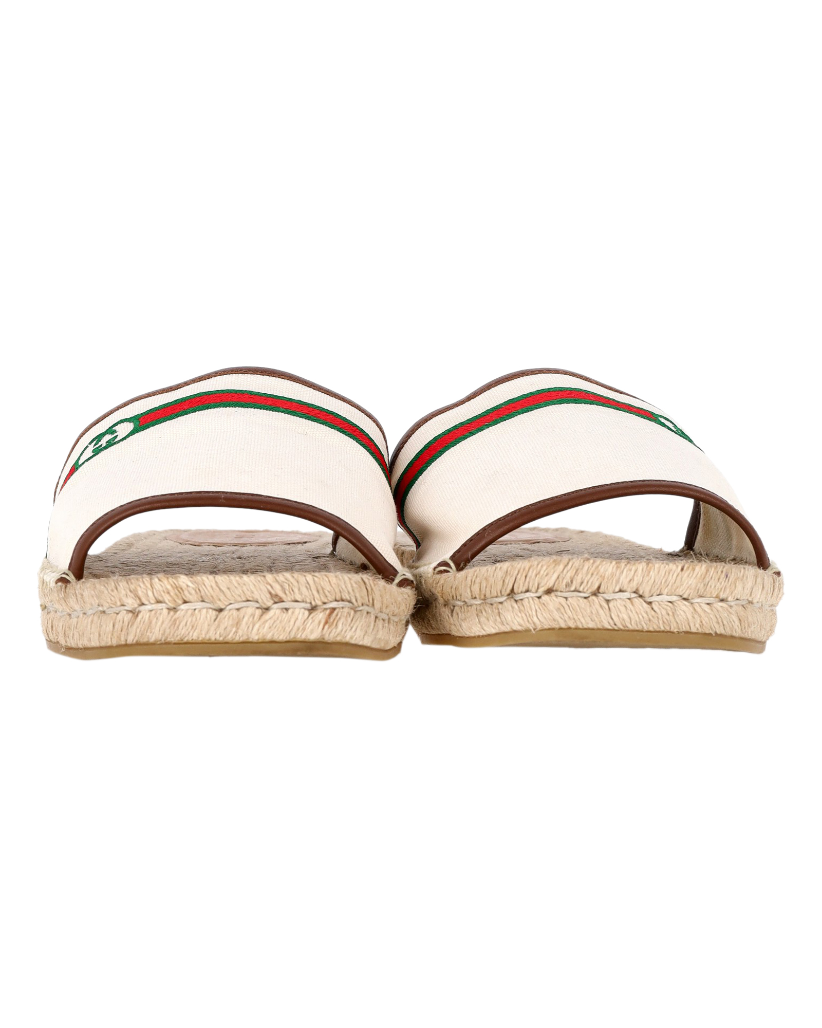 Gucci Cream Embroidered GG Espadrille Sandals Size XL