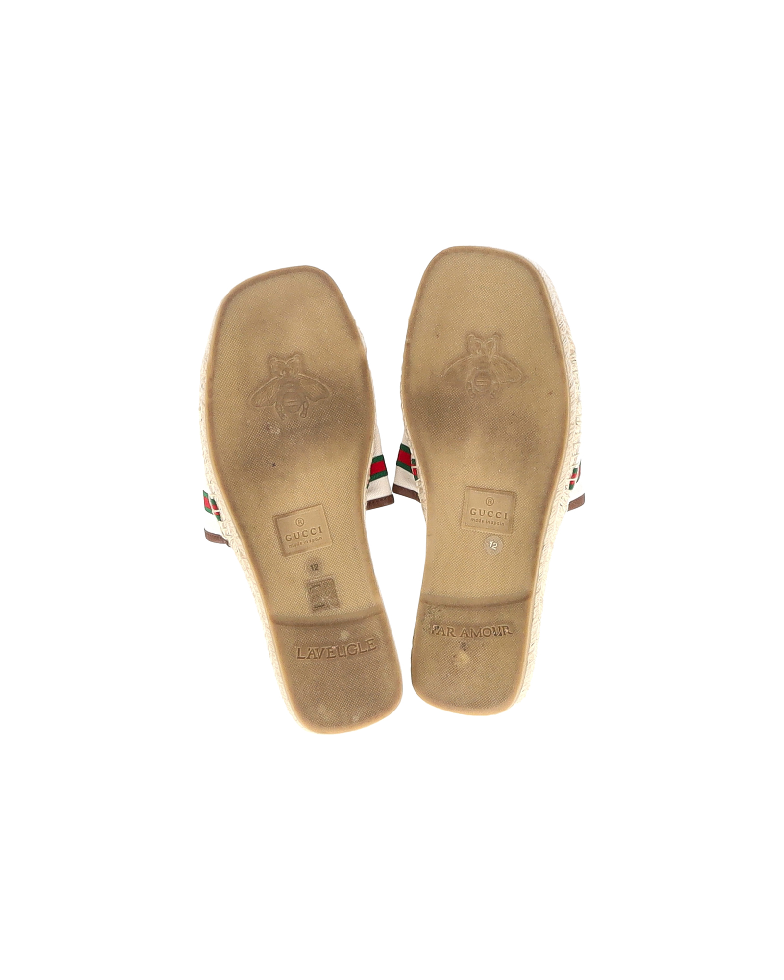 Gucci Cream Embroidered GG Espadrille Sandals Size XL