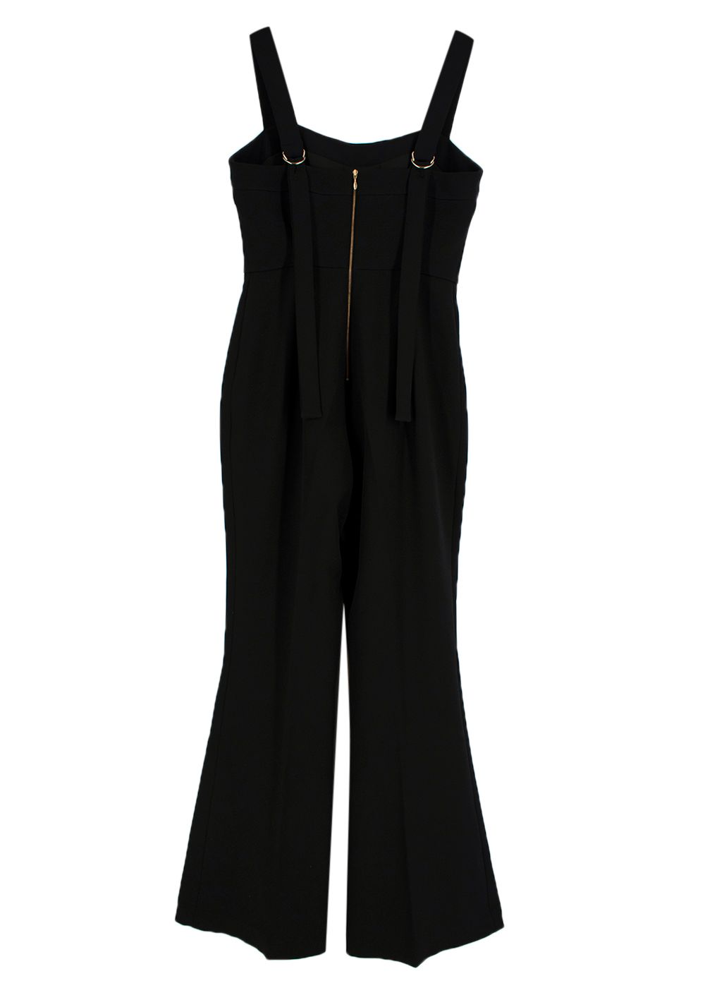 Preowned Rebecca Valance Black Bootcut Sleeveless Jumpsuit Size L synthetic