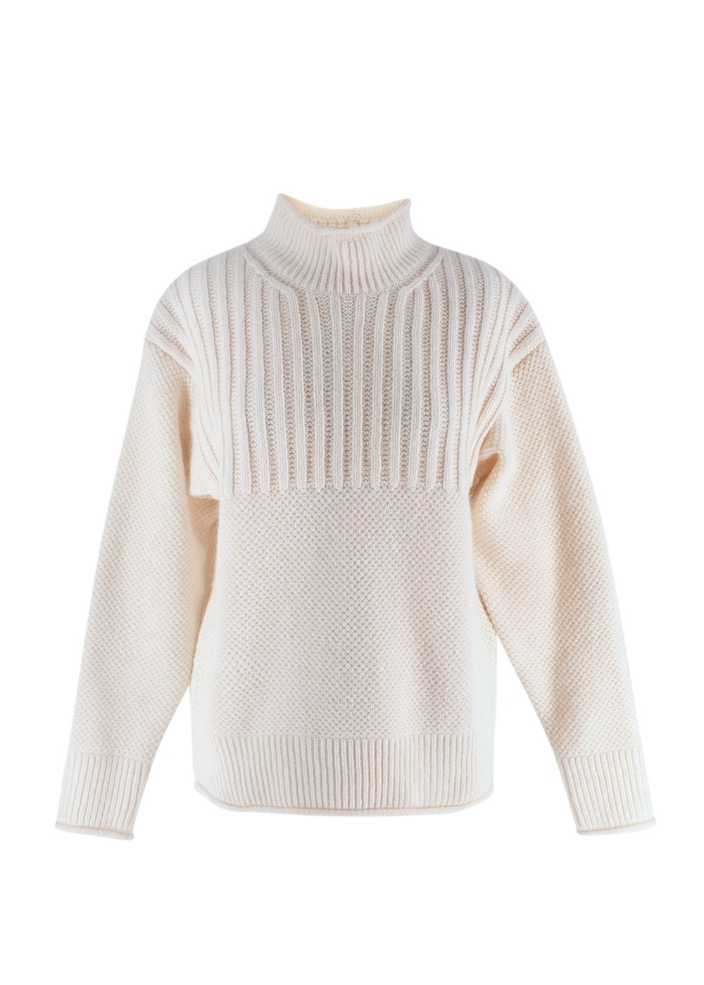 Falke Cream Mock-Neck Wool Blend Jumper Size M wool/mohair/polyamide