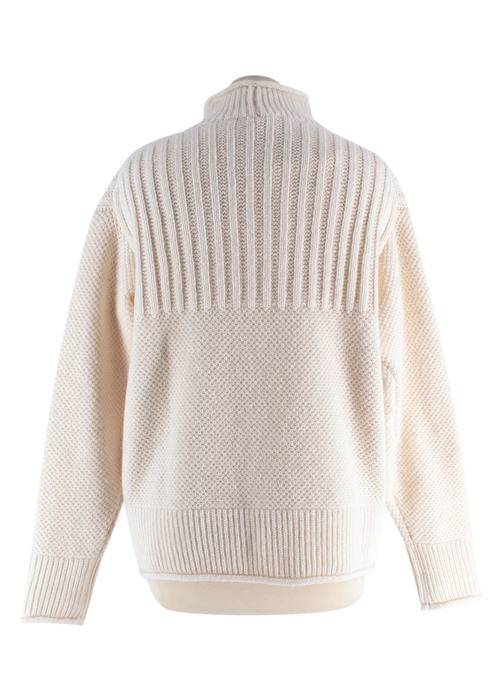 Falke Cream Mock-Neck Wool Blend Jumper Size M wool/mohair/polyamide