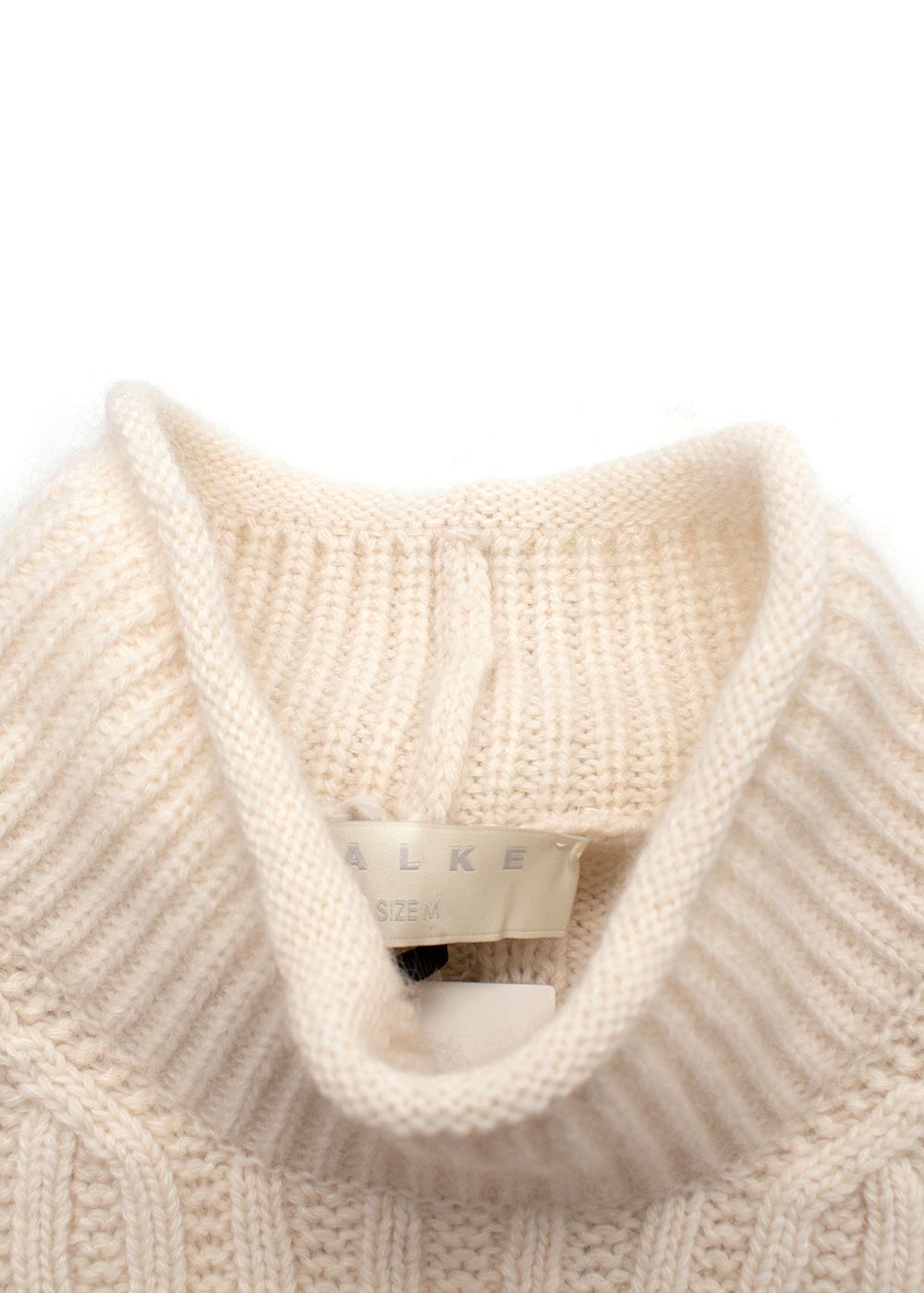 Falke Cream Mock-Neck Wool Blend Jumper Size M wool/mohair/polyamide