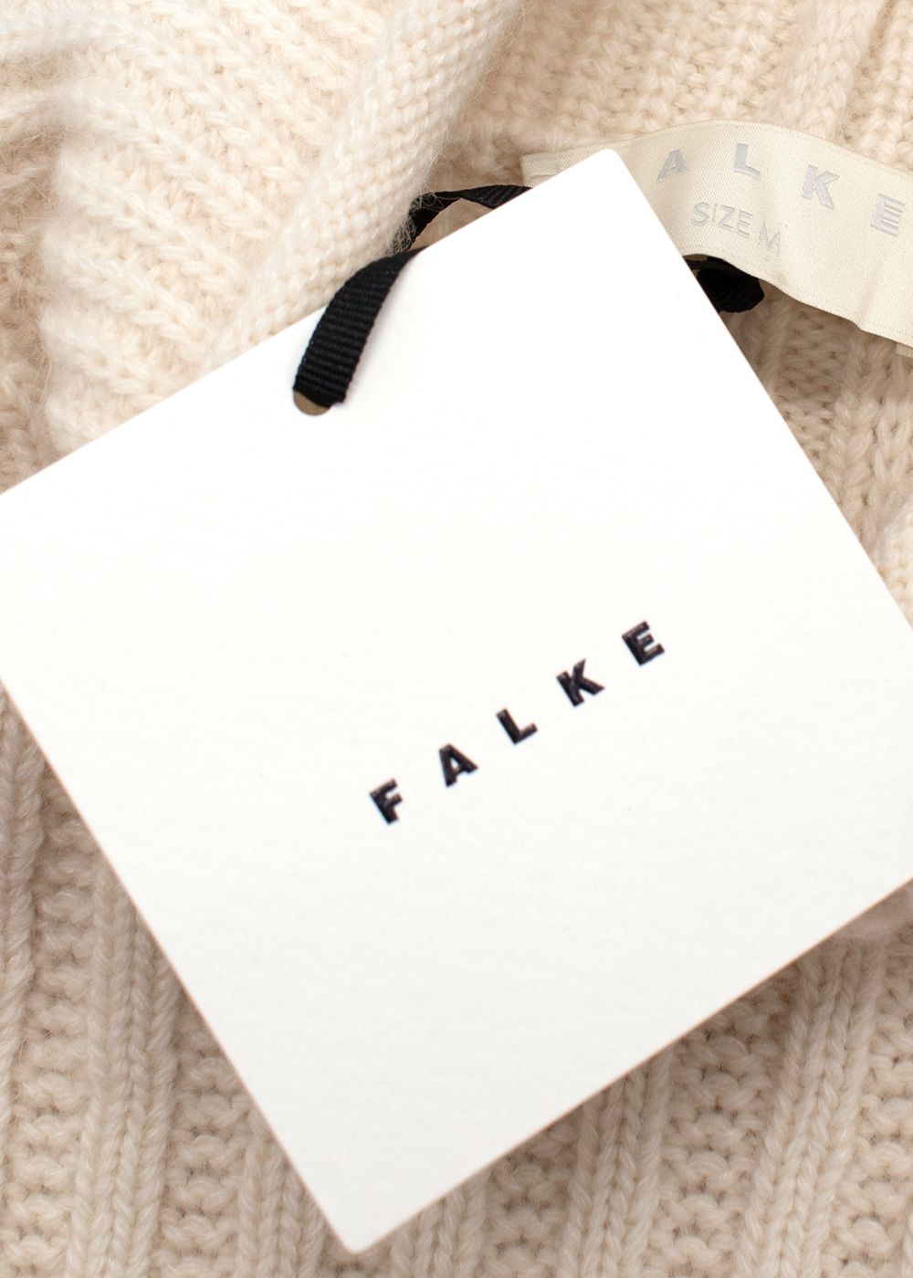 Falke Cream Mock-Neck Wool Blend Jumper Size M wool/mohair/polyamide