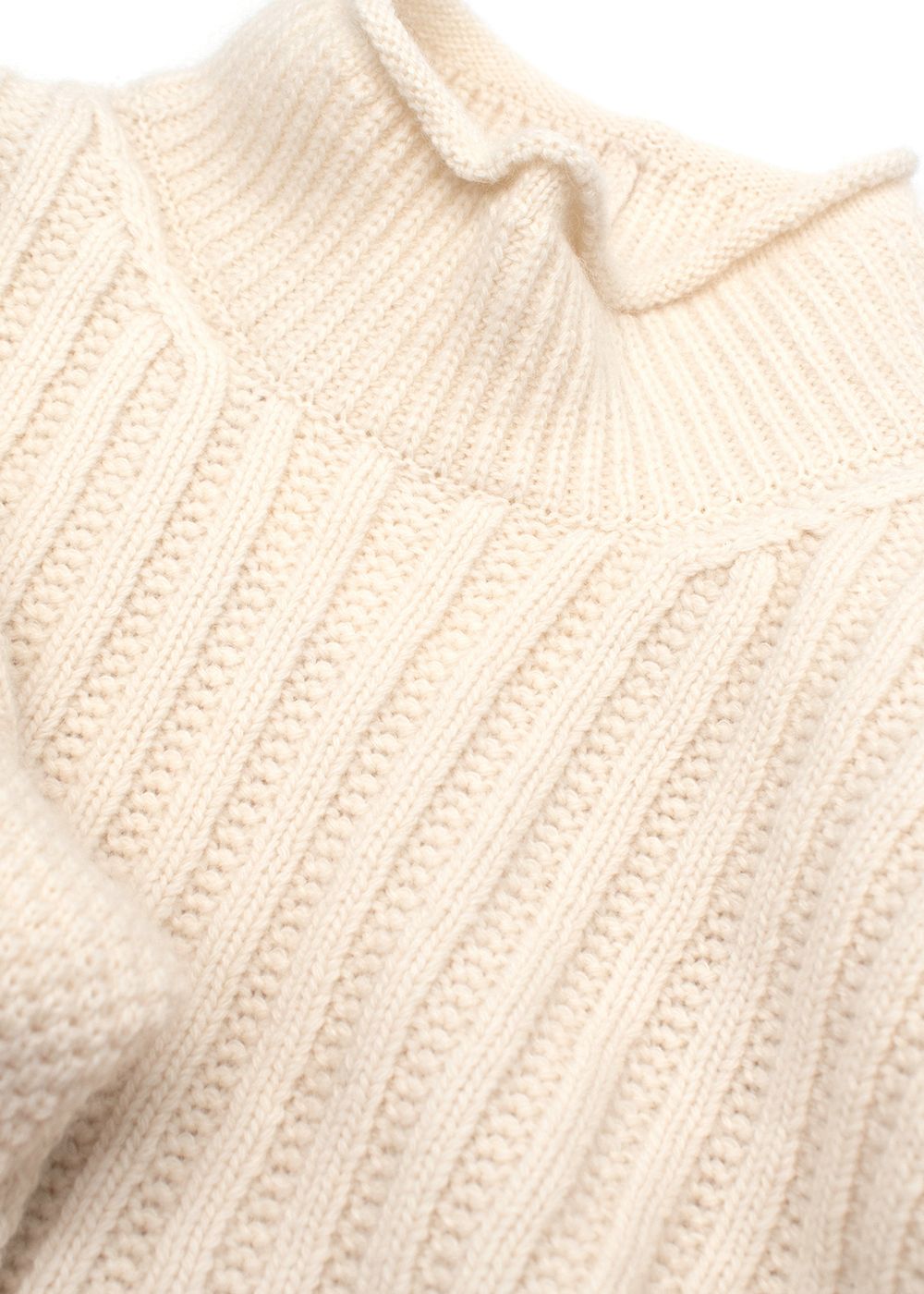 Falke Cream Mock-Neck Wool Blend Jumper Size M wool/mohair/polyamide