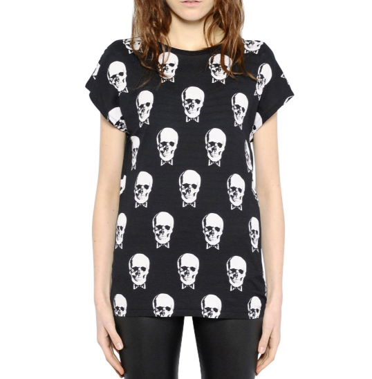 Saint Laurent Black  White Skull Print T-Shirt Size XS cotton