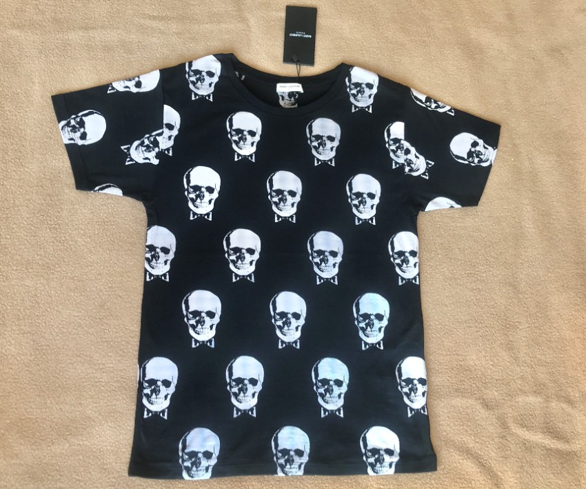 Saint Laurent Black  White Skull Print T-Shirt Size XS cotton