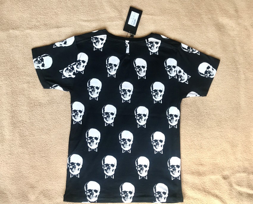 Saint Laurent Black  White Skull Print T-Shirt Size XS cotton