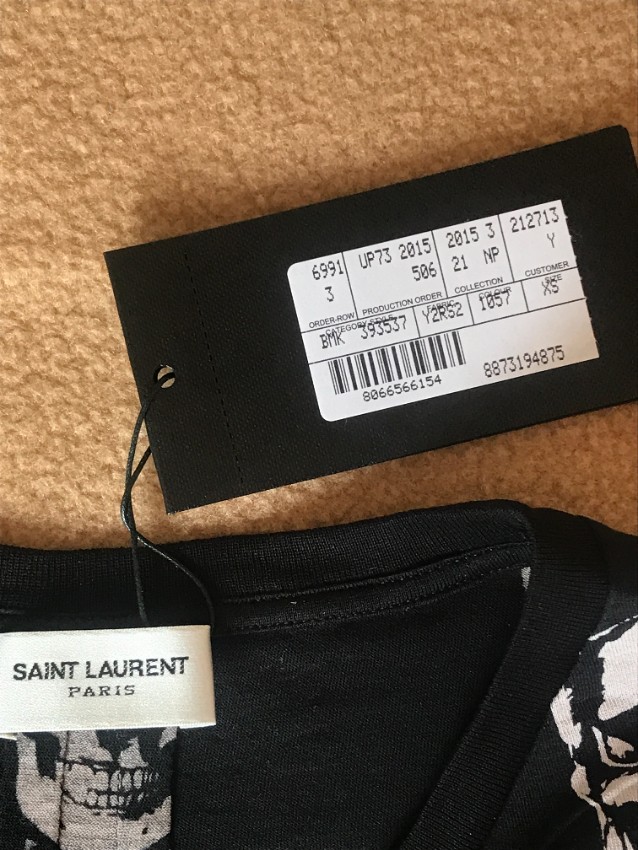 Saint Laurent Black  White Skull Print T-Shirt Size XS cotton