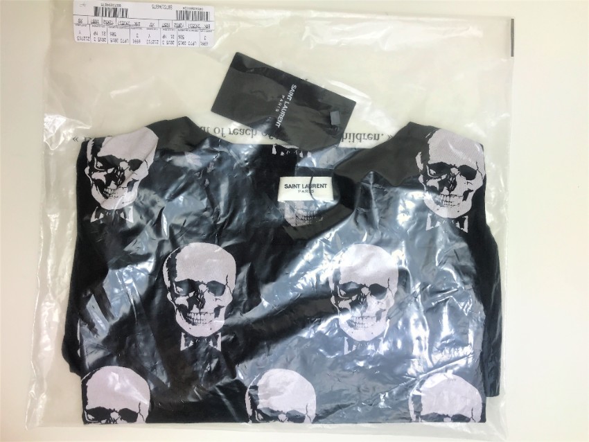 Saint Laurent Black  White Skull Print T-Shirt Size XS cotton