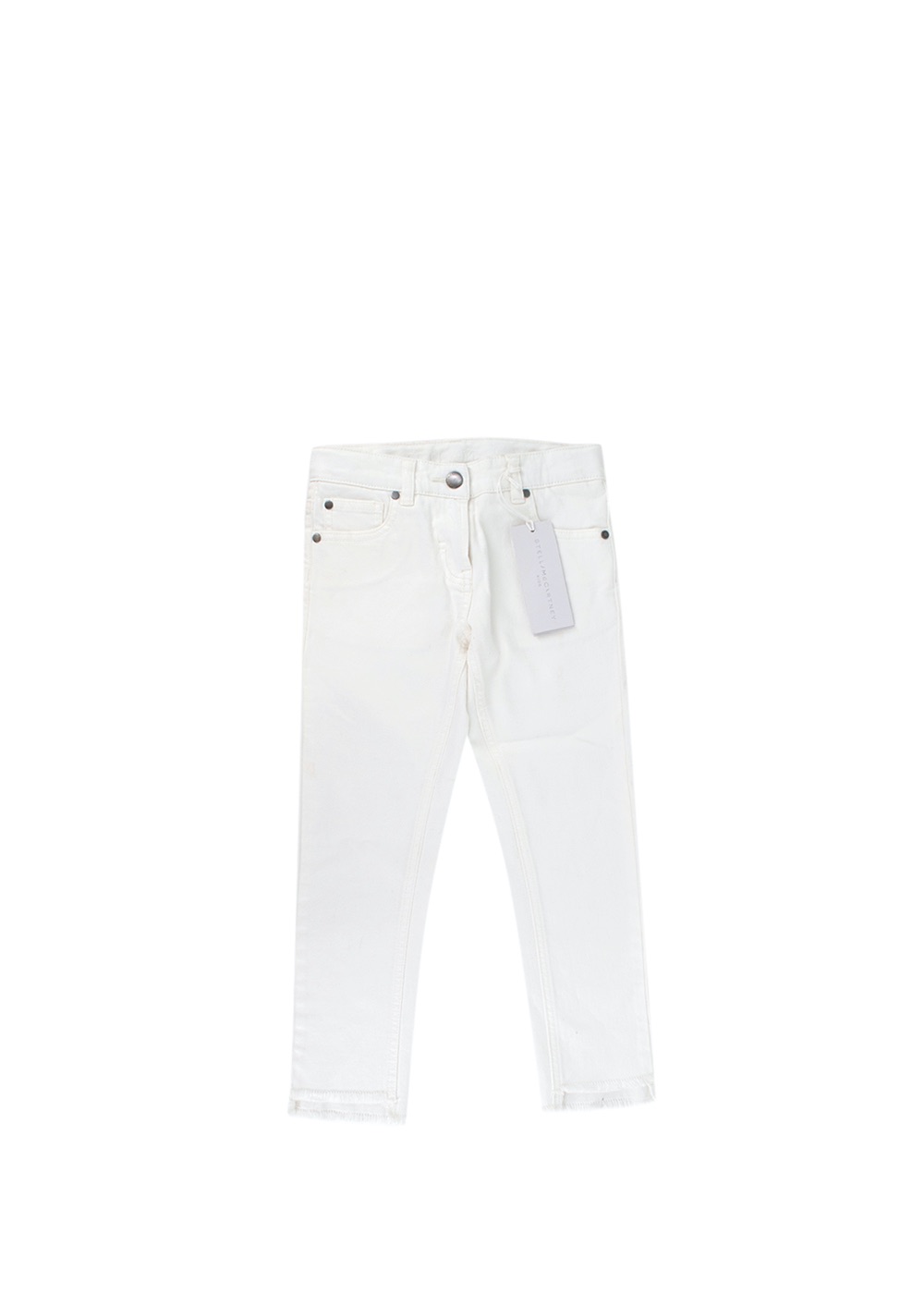 Boys Stella McCartney White Skinny Fringed Hem Jeans Size 6 Years cotton