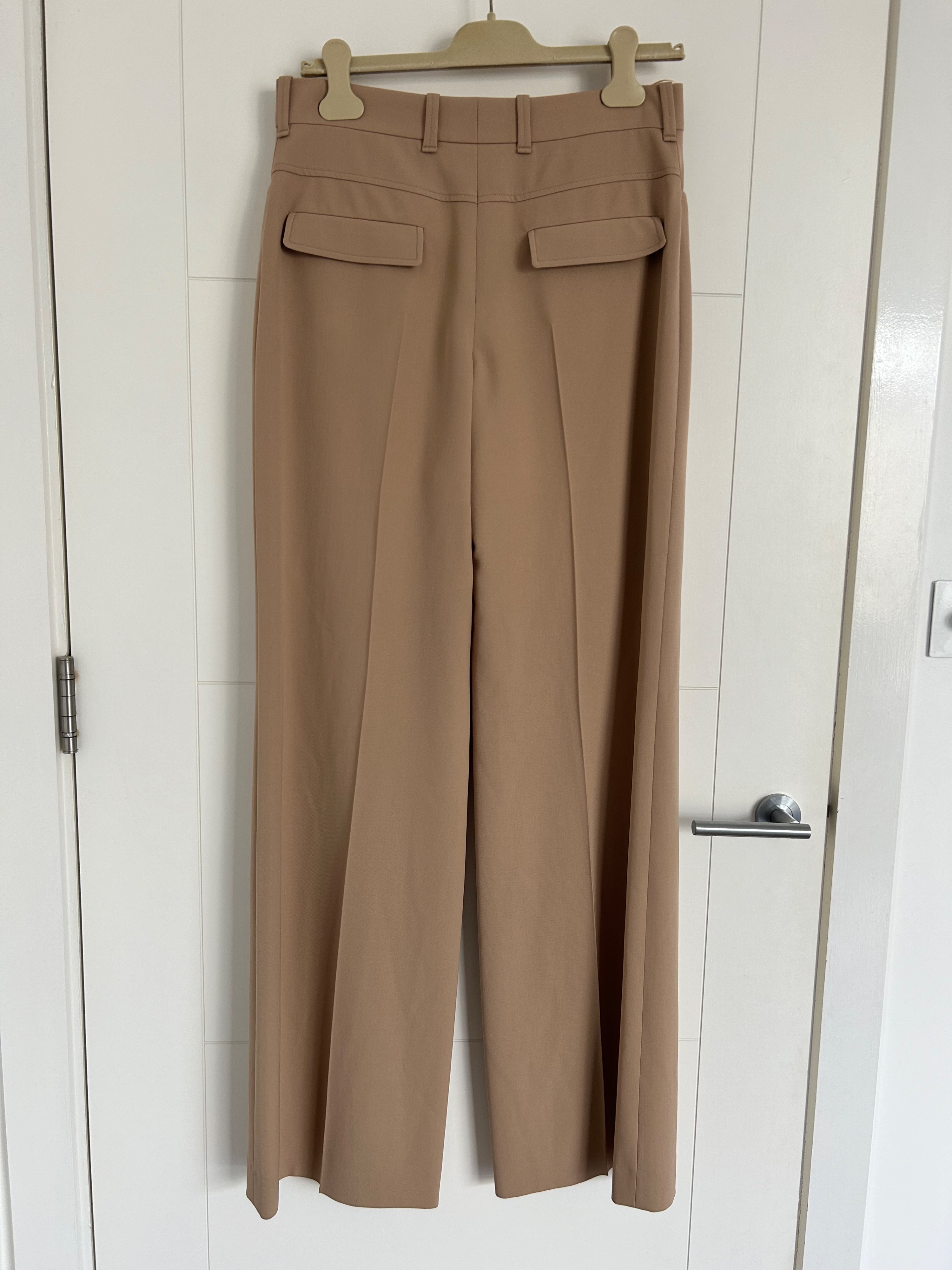 Chloe Tan Wide Leg Wool Trousers Size M Soft tan