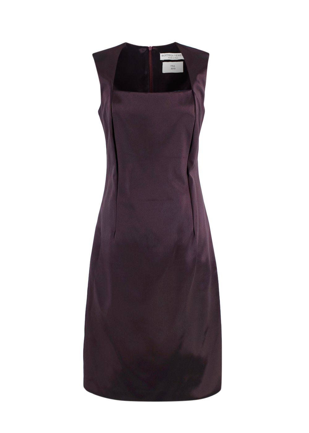 Bottega Veneta Square-neck Satin A-line Dress Size S Burgundy viscose