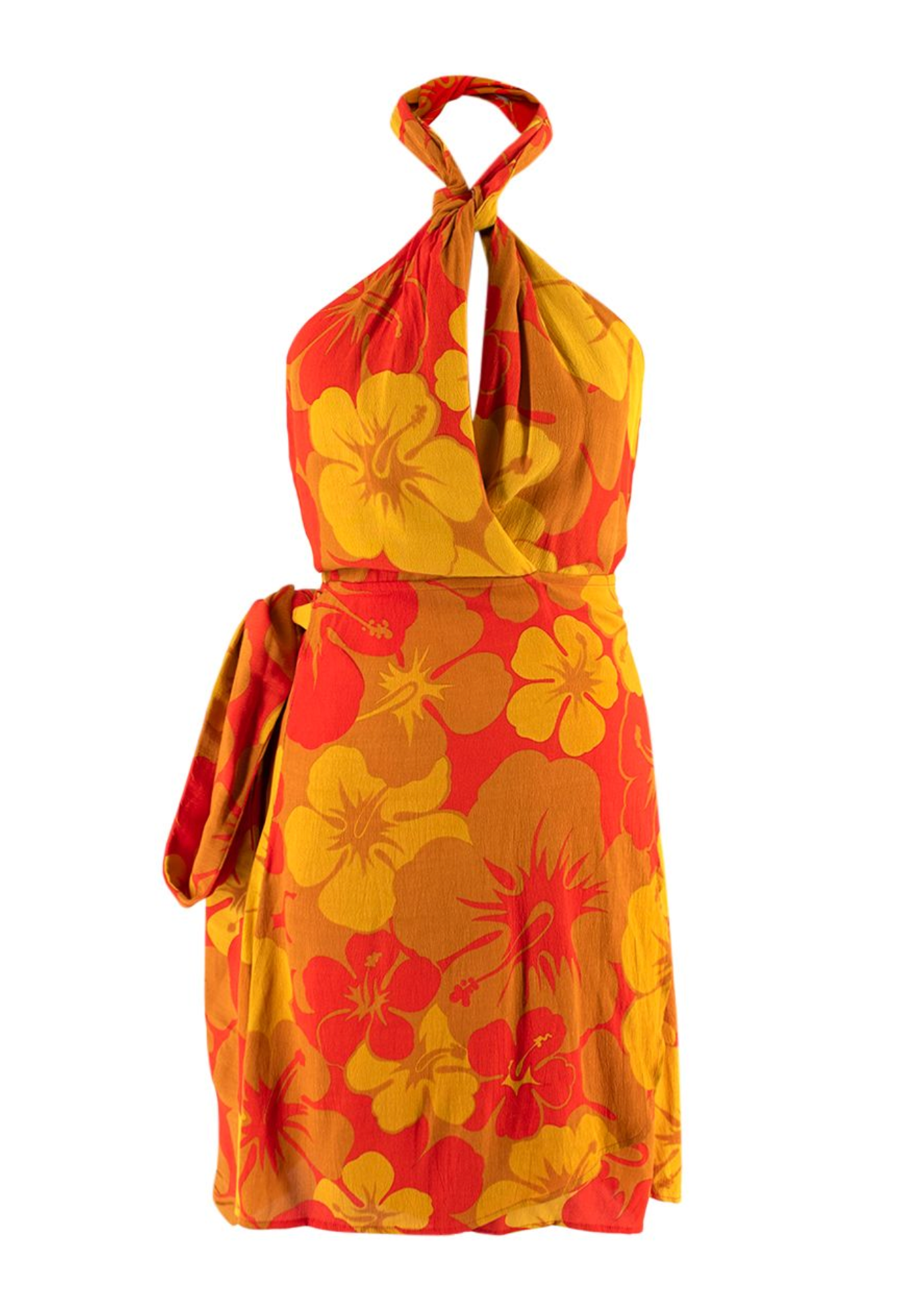 Faithful the Brand Odette floral-print crepe halterneck mini dress Size M Orange floral print polyester