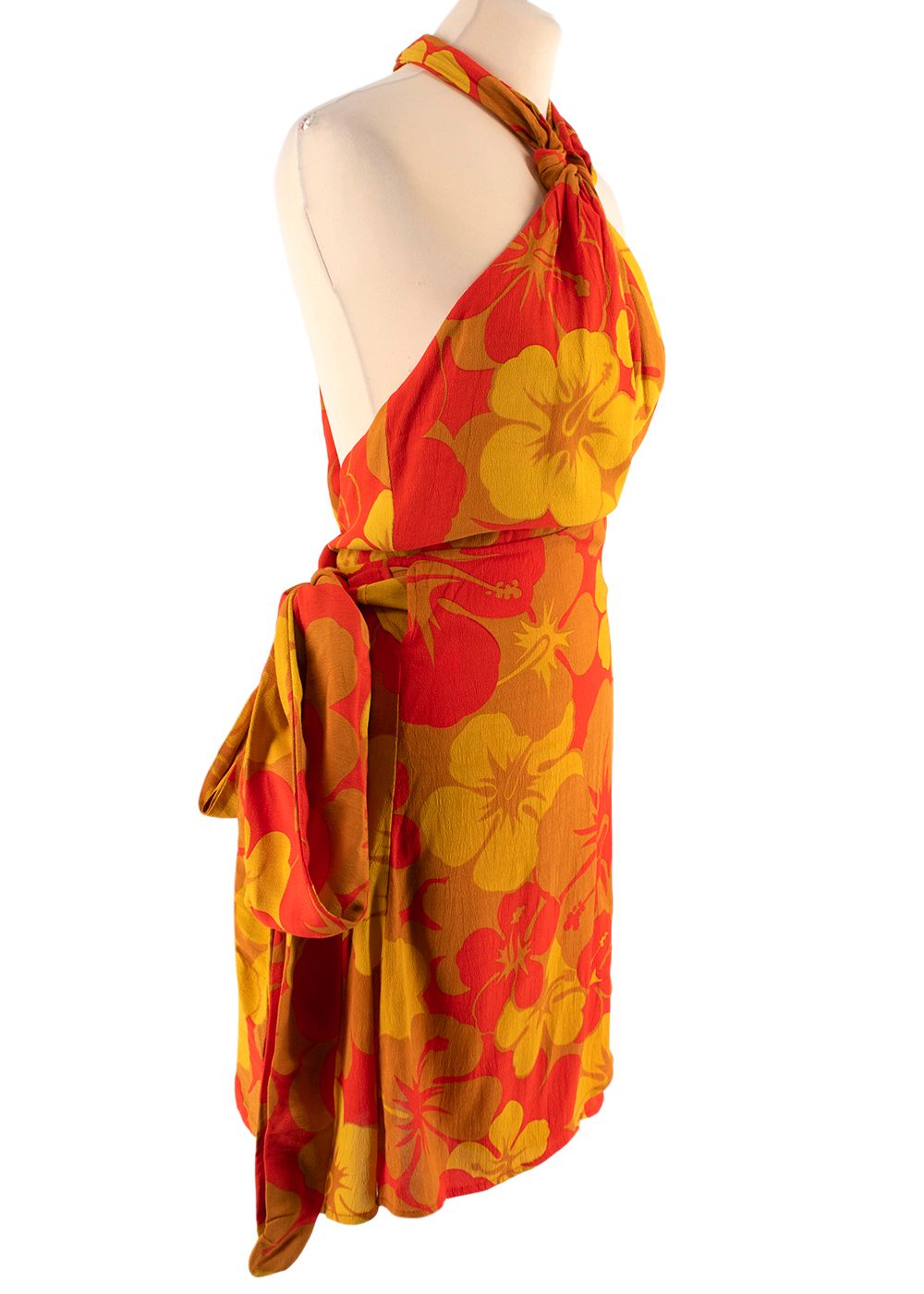 Faithful the Brand Odette floral-print crepe halterneck mini dress Size M Orange floral print polyester