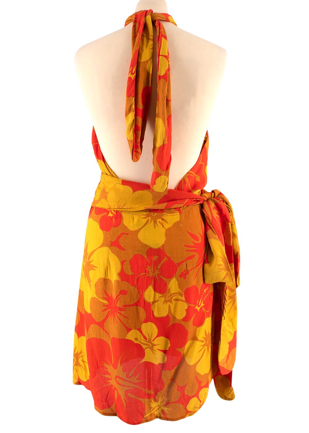 Faithful the Brand Odette floral-print crepe halterneck mini dress Size M Orange floral print polyester