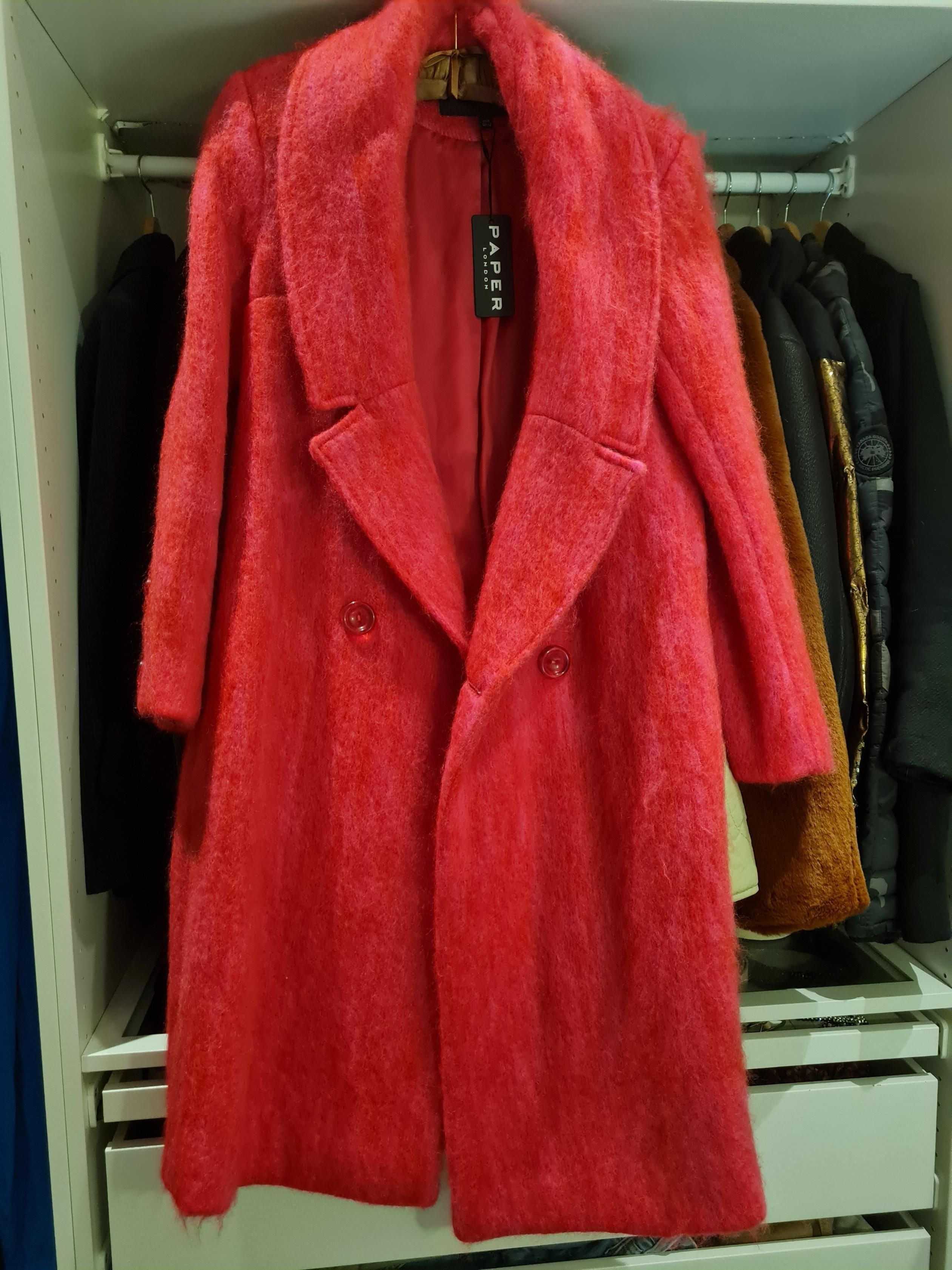 Paper London pink mohair coat Size M wool