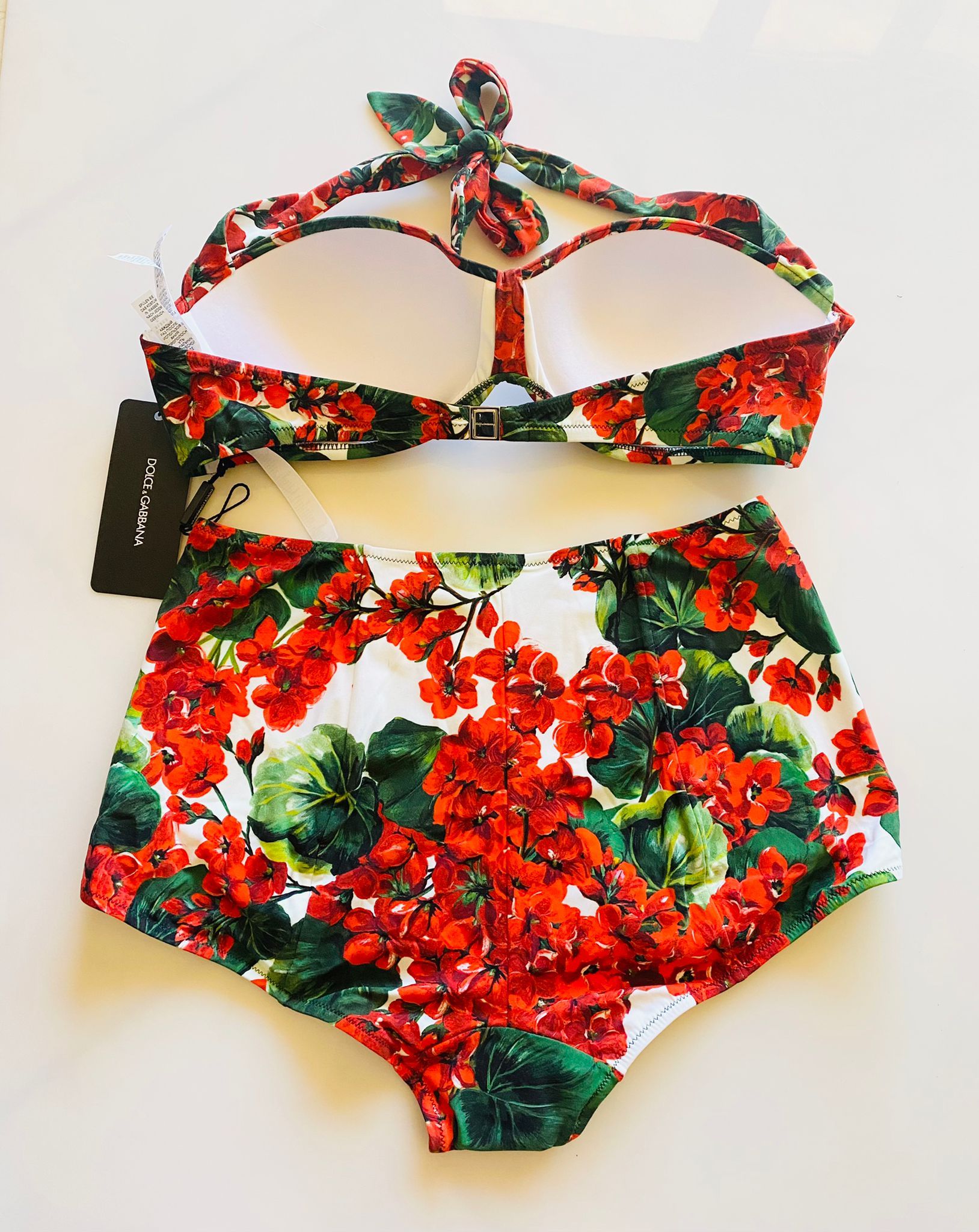 Red Geranium Printed Bandeau Bikini Size S