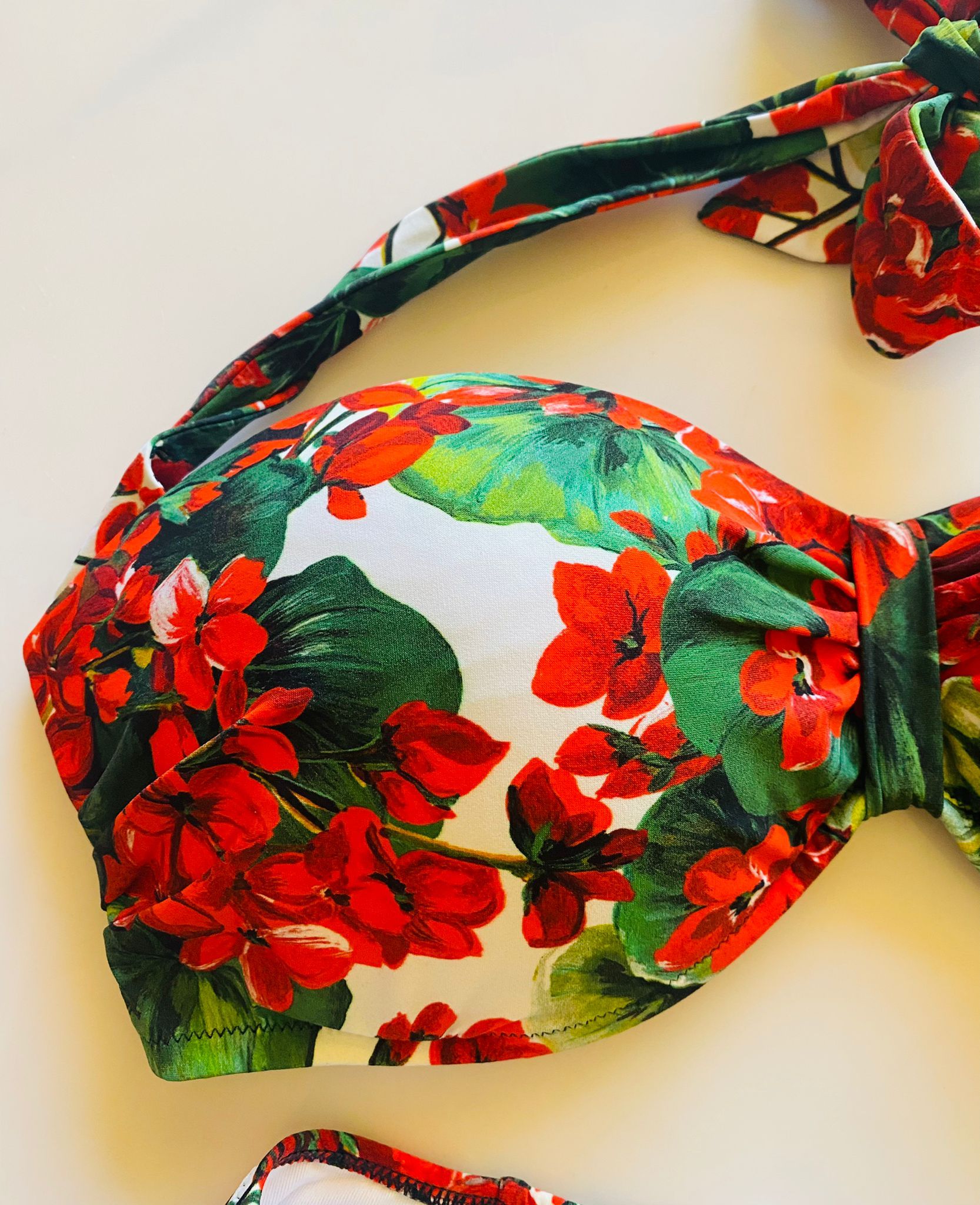 Red Geranium Printed Bandeau Bikini Size S