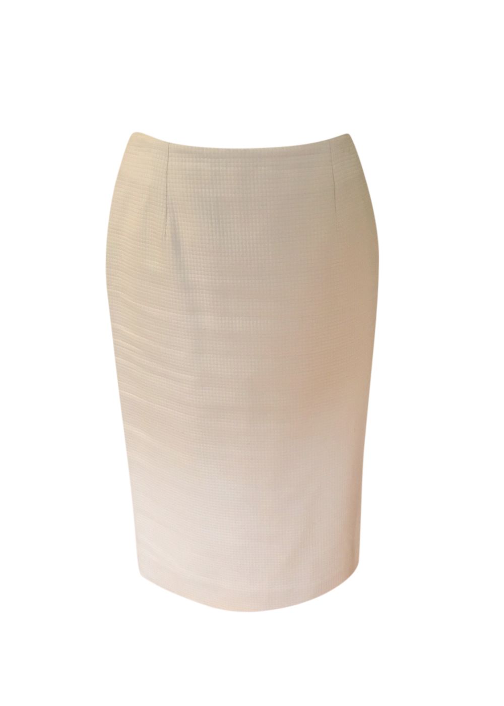 Preowned Dior Cream Waffle Pencil Skirt Size S beige cotton