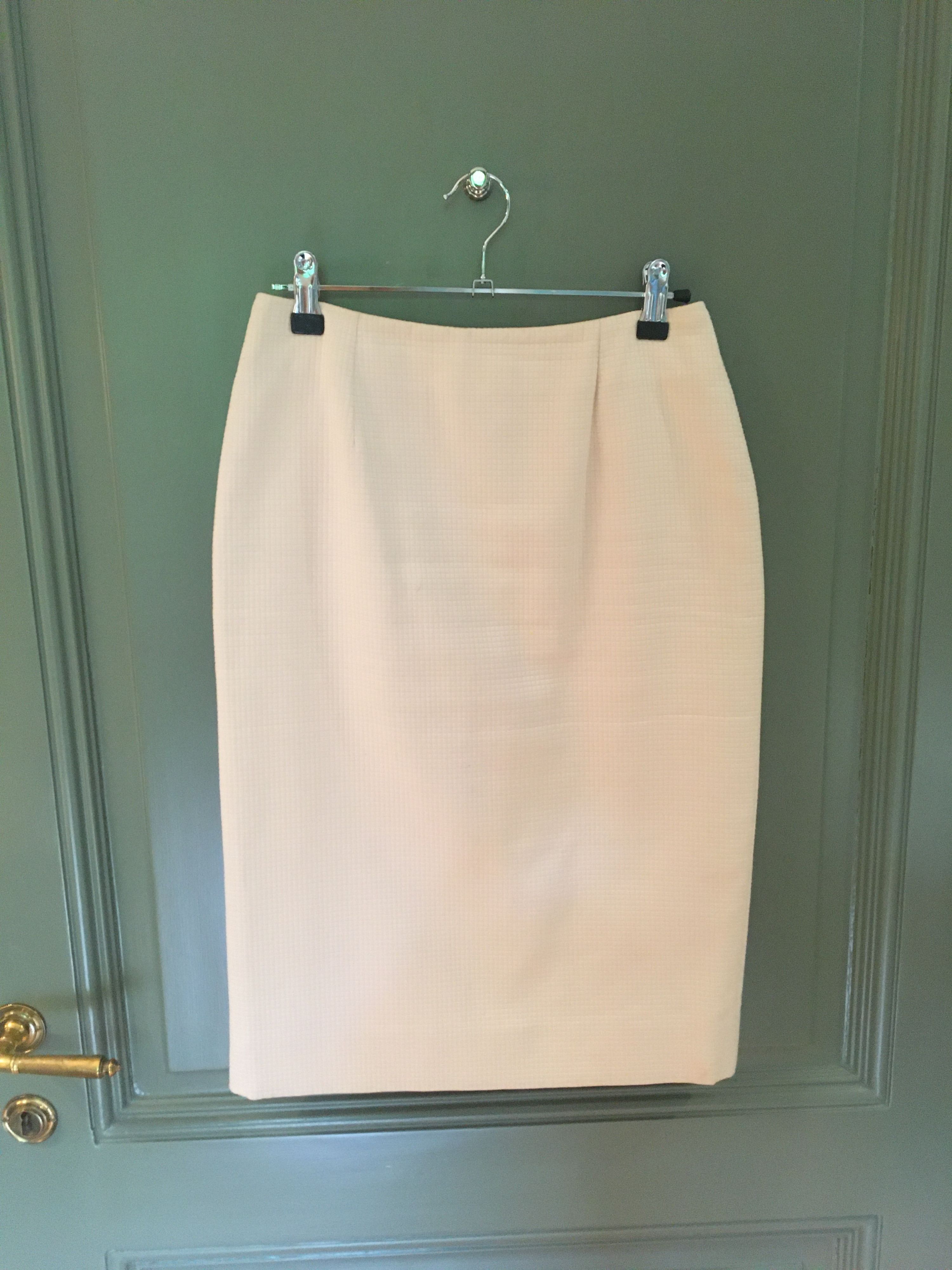 Preowned Dior Cream Waffle Pencil Skirt Size S beige cotton