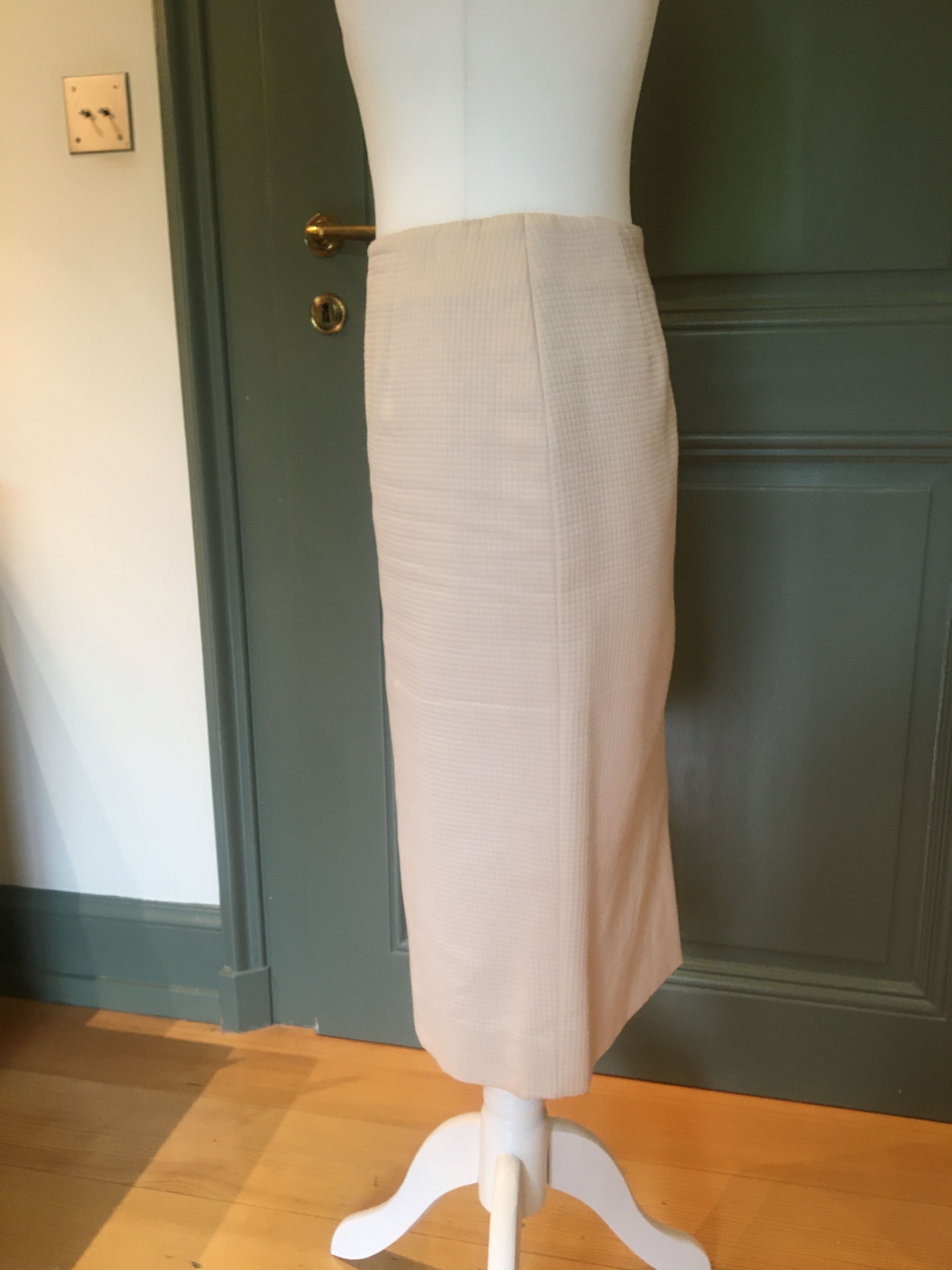 Preowned Dior Cream Waffle Pencil Skirt Size S beige cotton