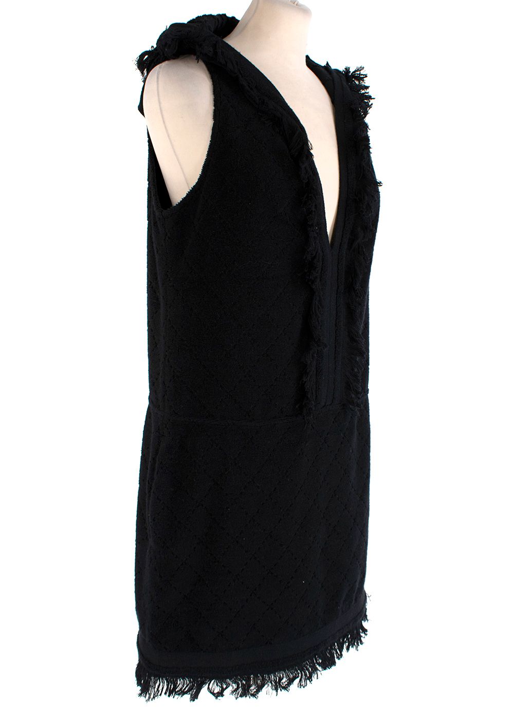 Chanel Hooded Black Diamond Quilting Towelling Mini Dress Size S